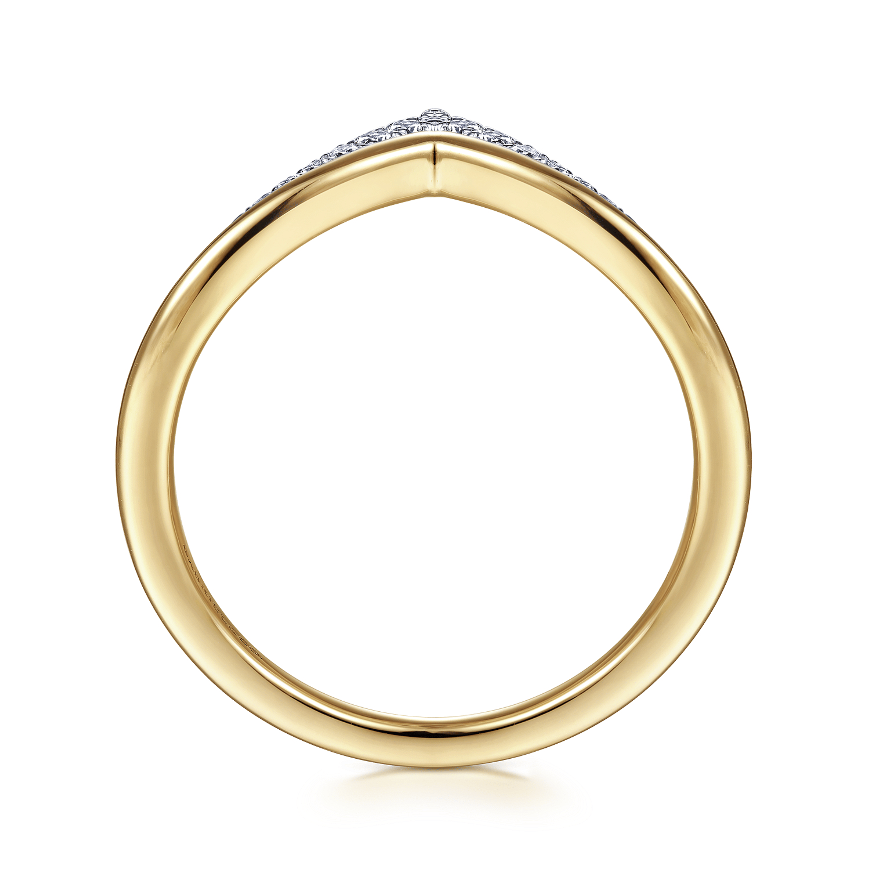 14K White Yellow Gold Diamond Chevron Ring