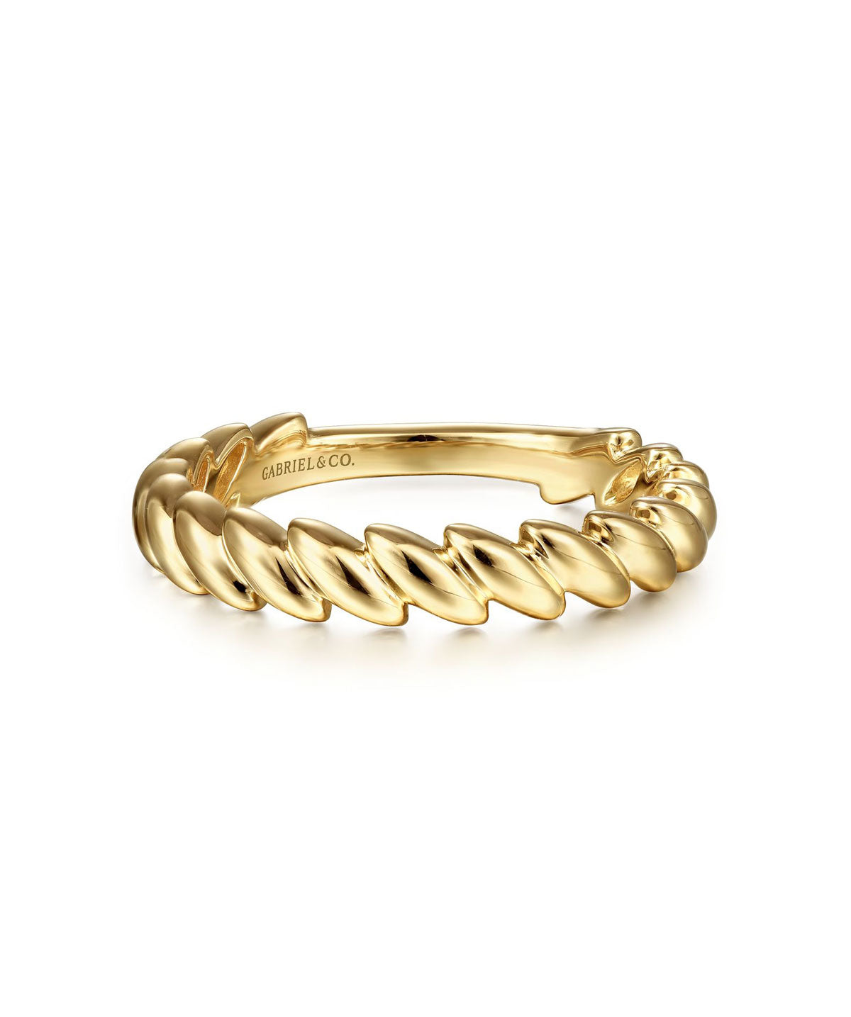 14K Yellow Gold Tilted Leaf Ring