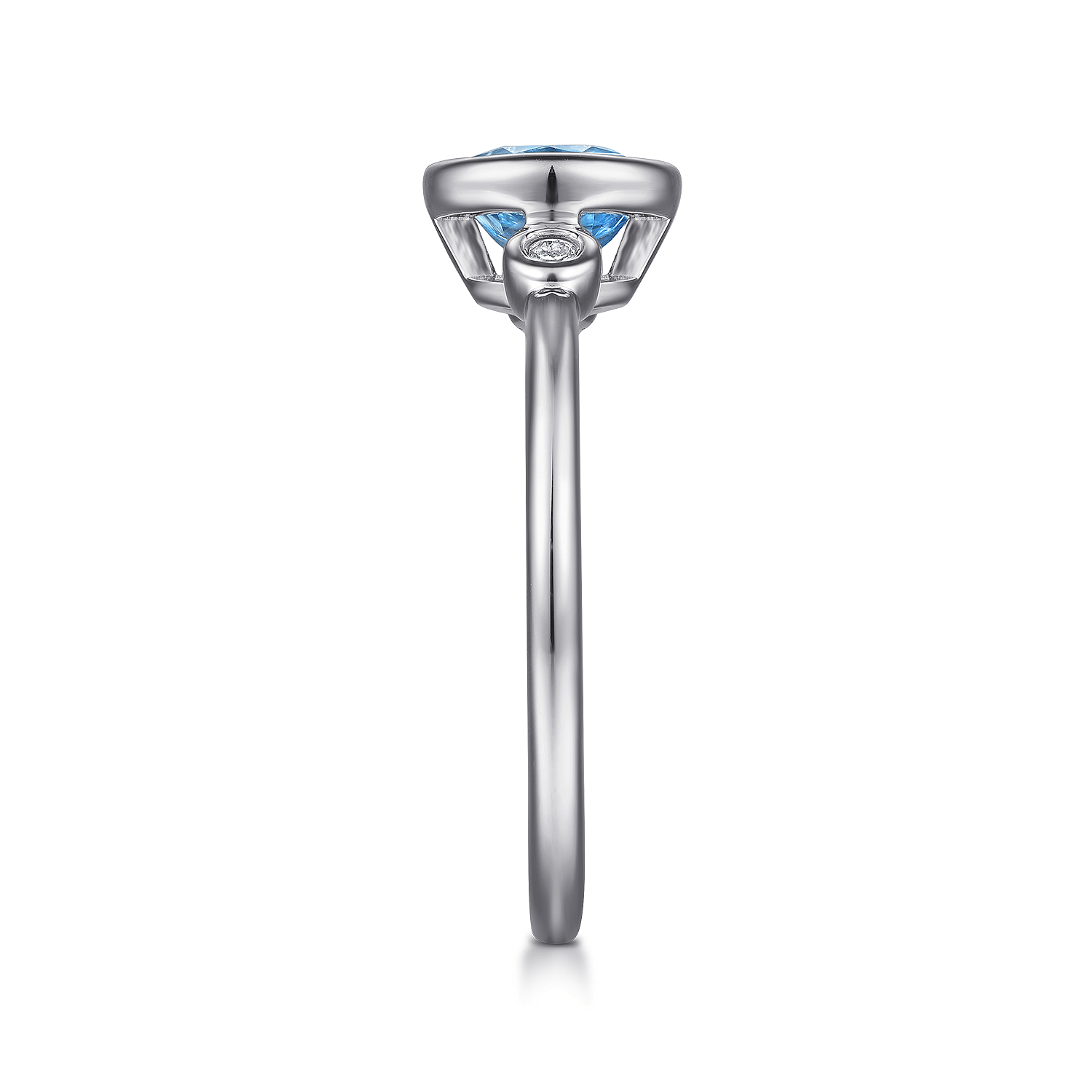 925 Sterling Silver Blue Topaz and Diamond Ring