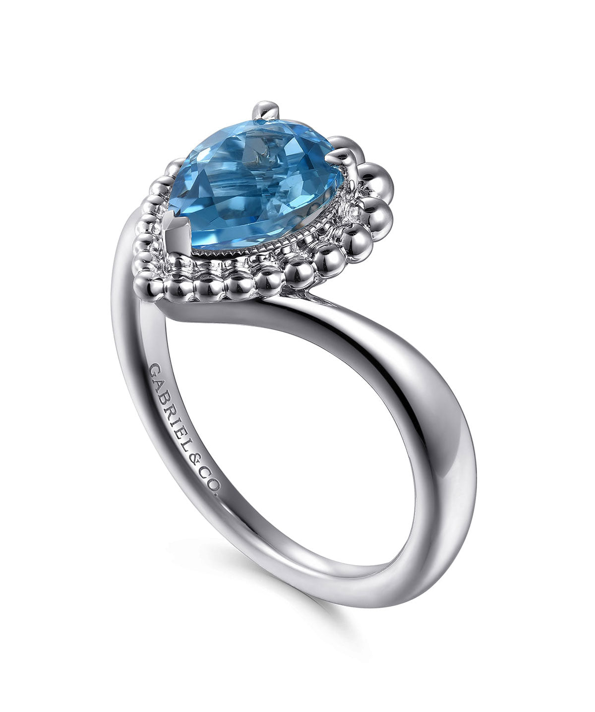 925 Sterling Silver Bujukan Swiss Blue Topaz Chevron Ring