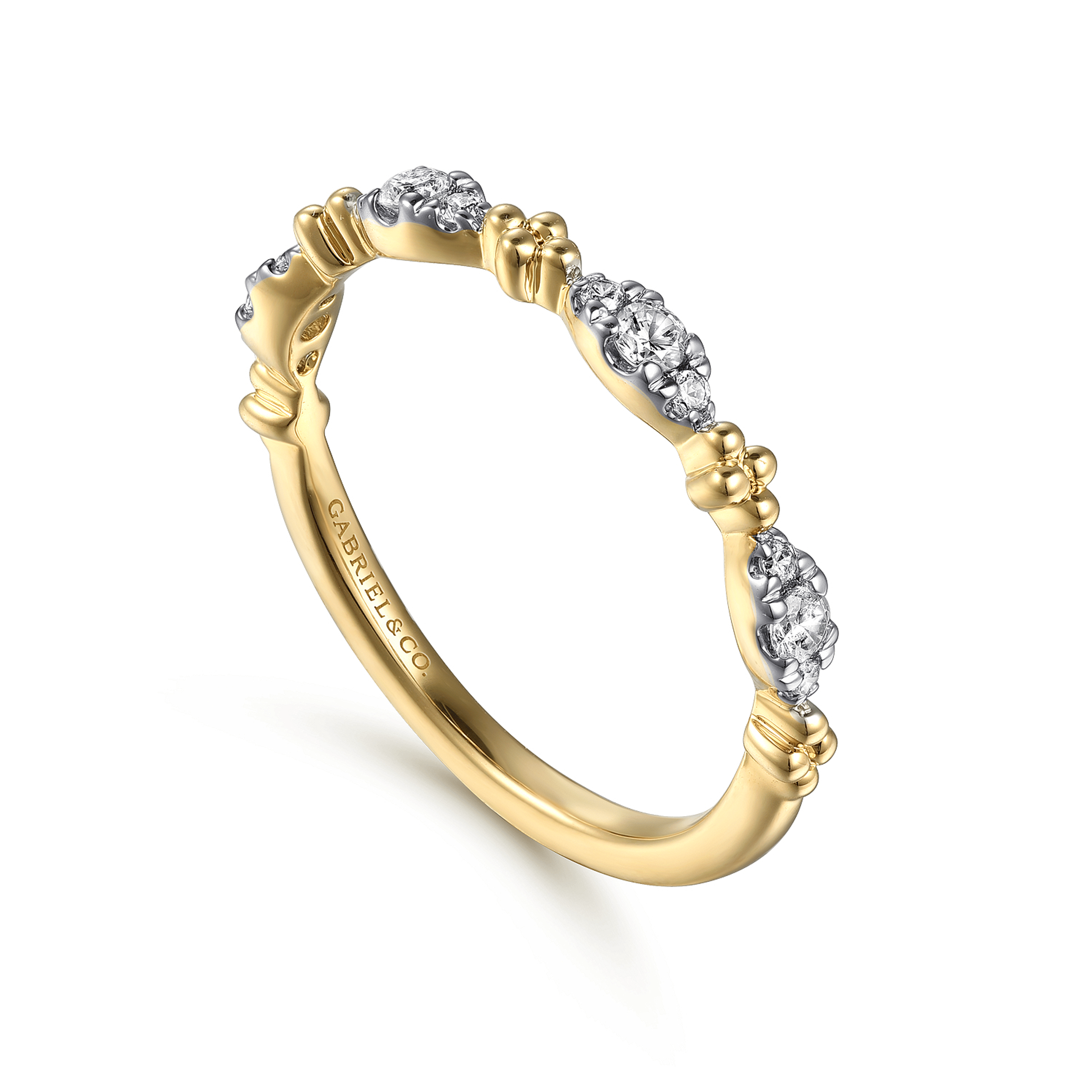 14K Yellow Gold Diamond Stackable Ring