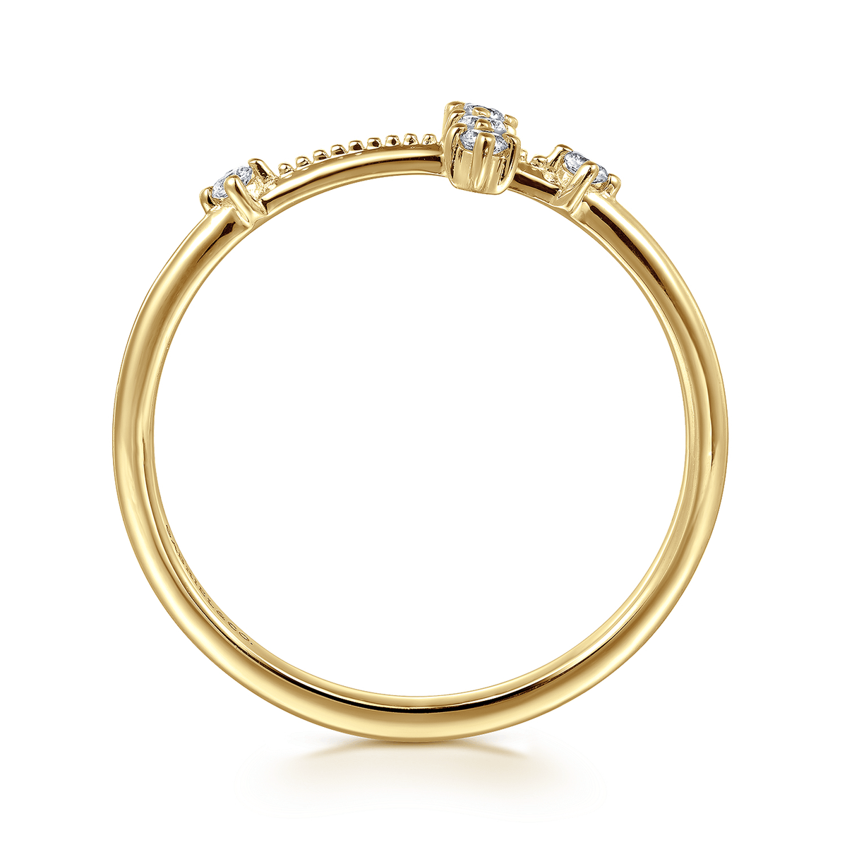14K Yellow Gold Diamond Cross Ring