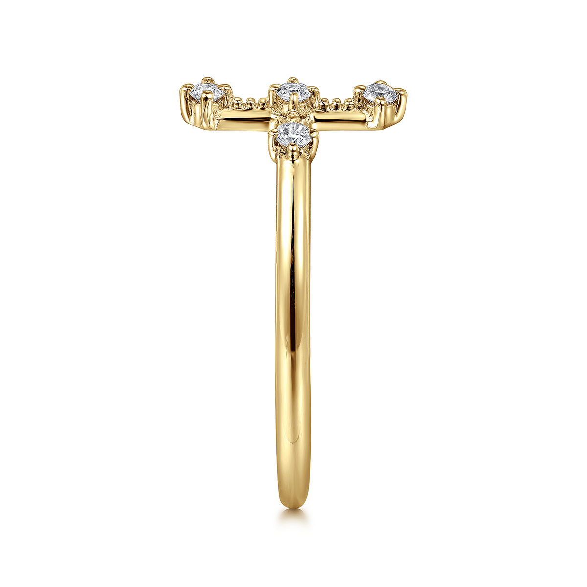 14K Yellow Gold Diamond Cross Ring