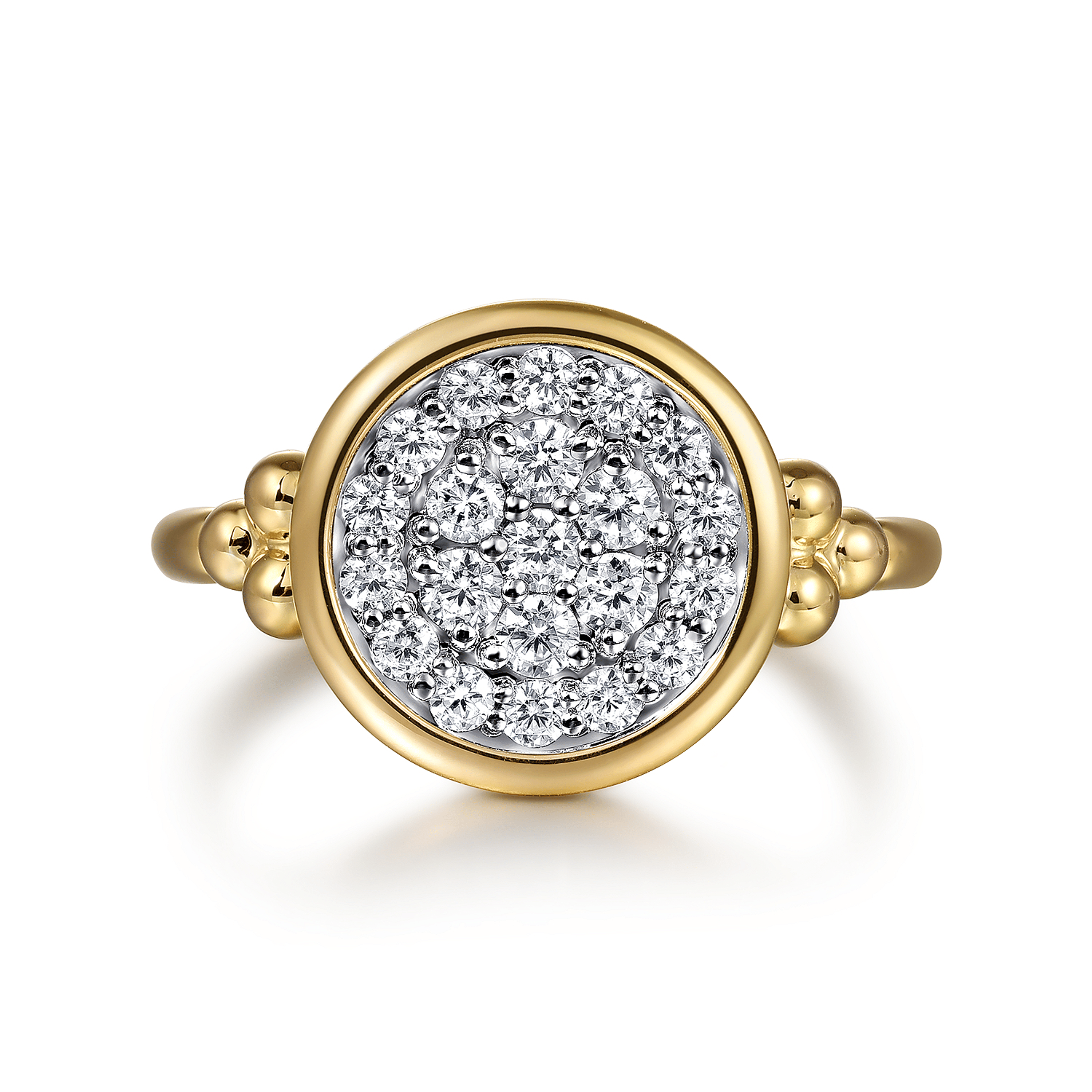 Signet Ring 14K White and Yellow Gold Diamond