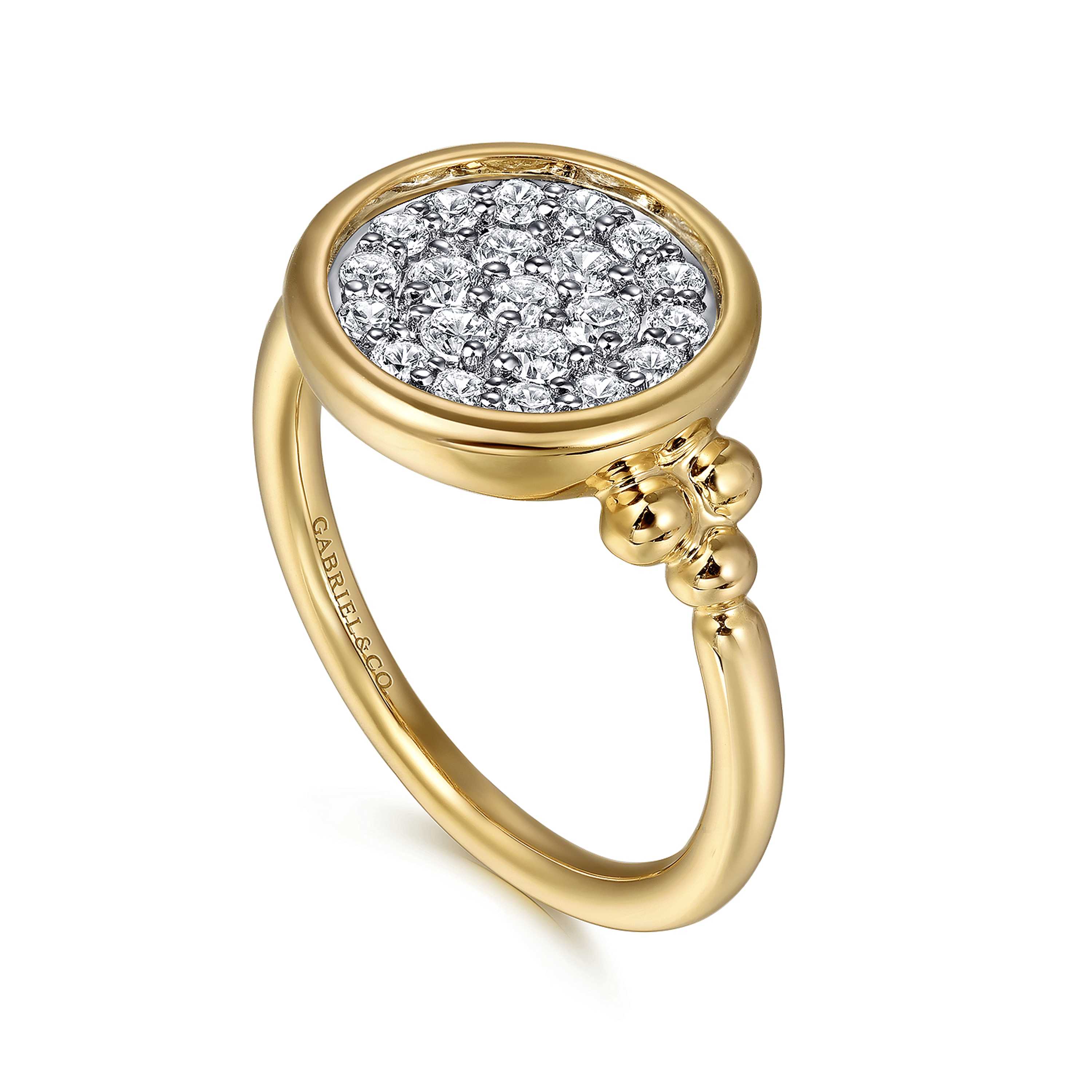 Signet Ring 14K White and Yellow Gold Diamond