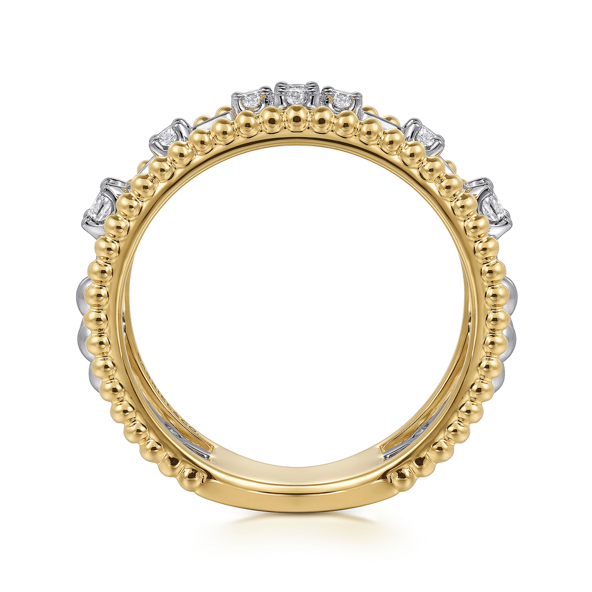 14K White & Yellow Gold Diamond Easy Stackable Ring