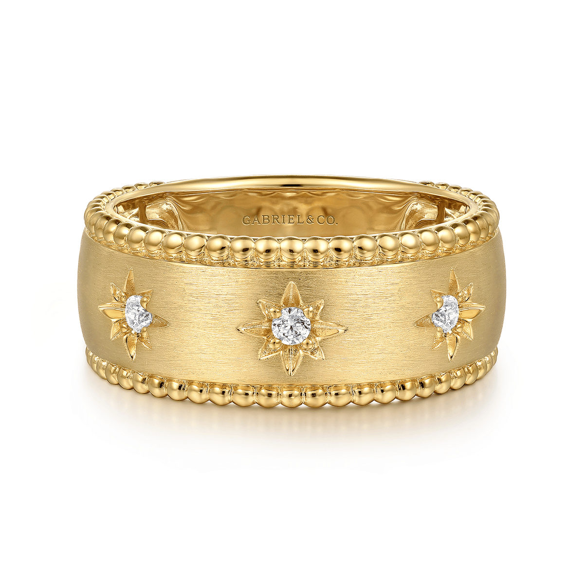 14K Yellow Gold and Diamond Wide Bujukan Ladies Ring