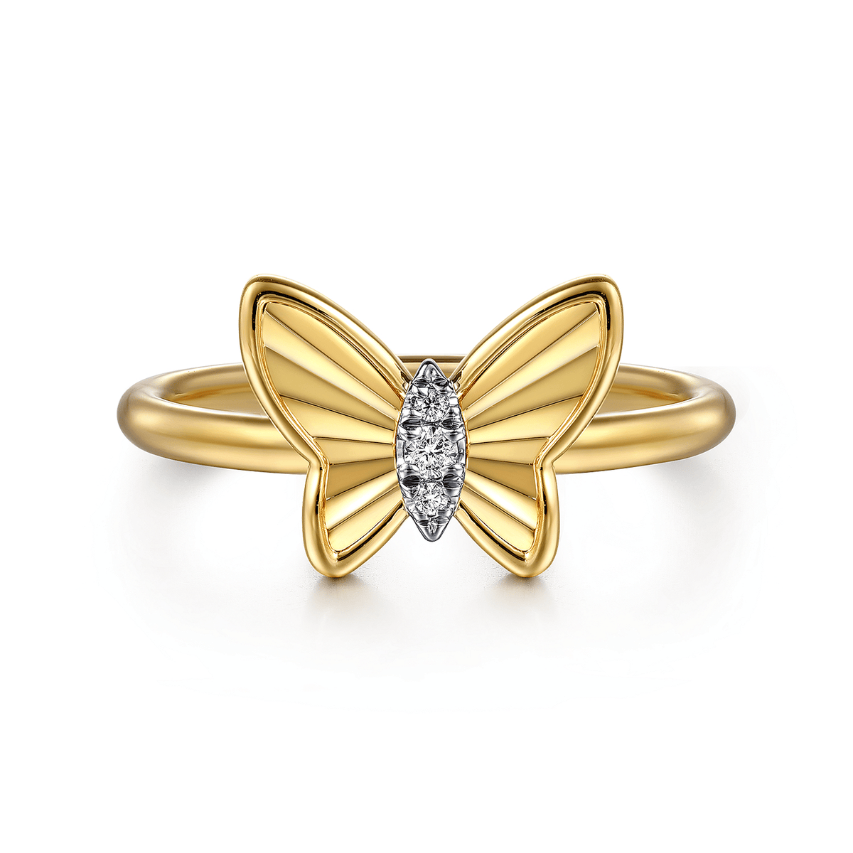 14K Yellow Gold Butterfly Diamond Ring