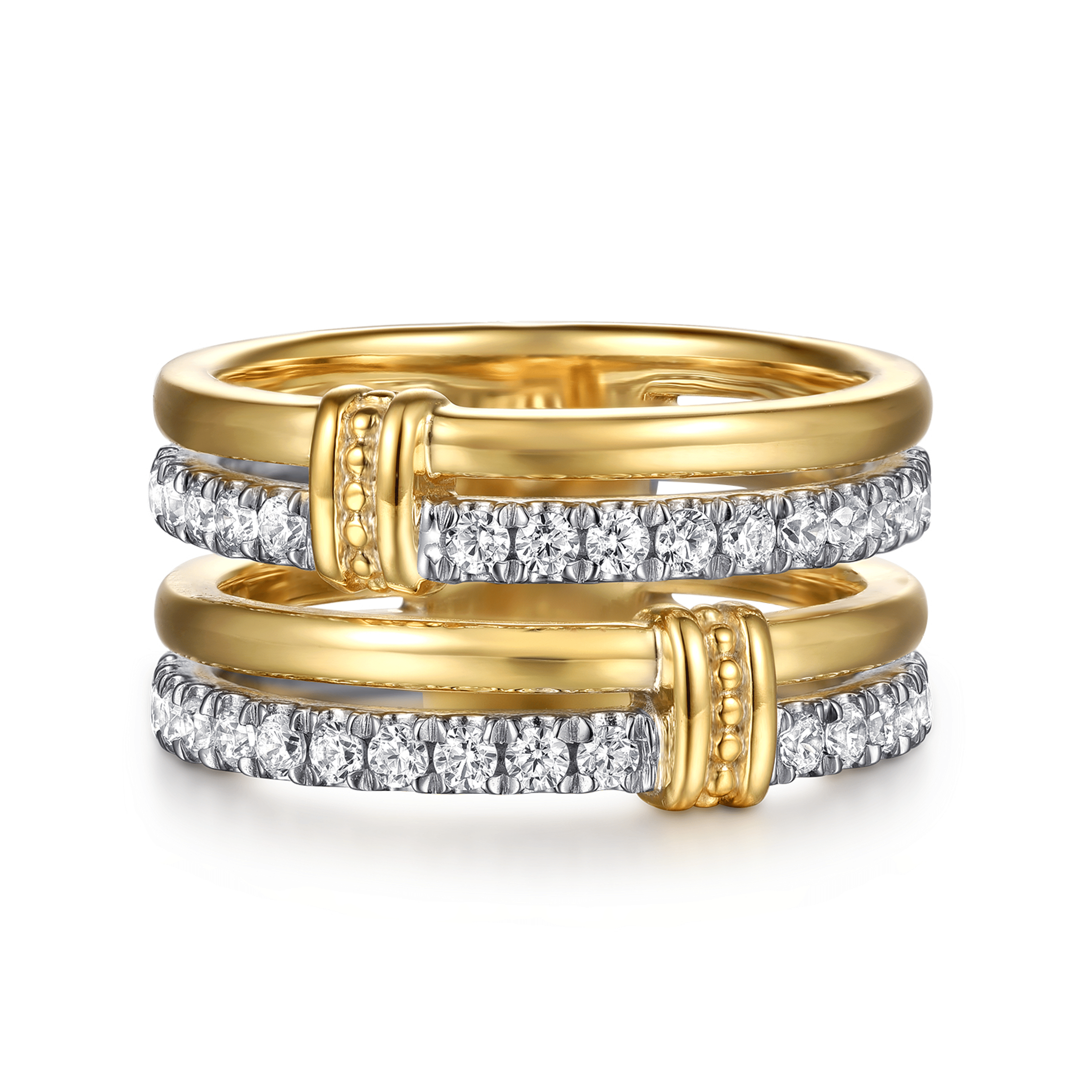 14K White Yellow Gold Diamond Easy Stackable Ring