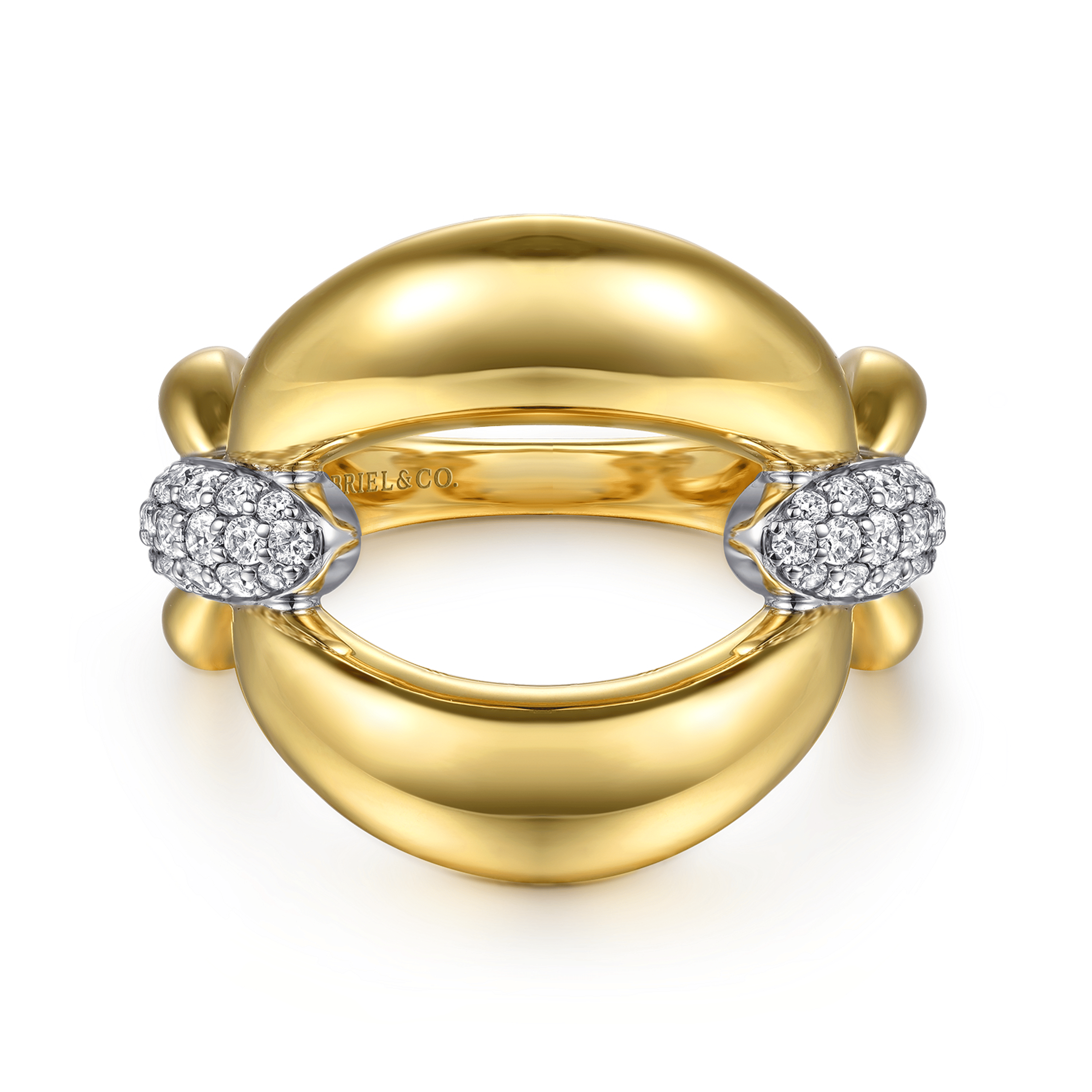 14K White Yellow Gold Diamond Link Chain Ring