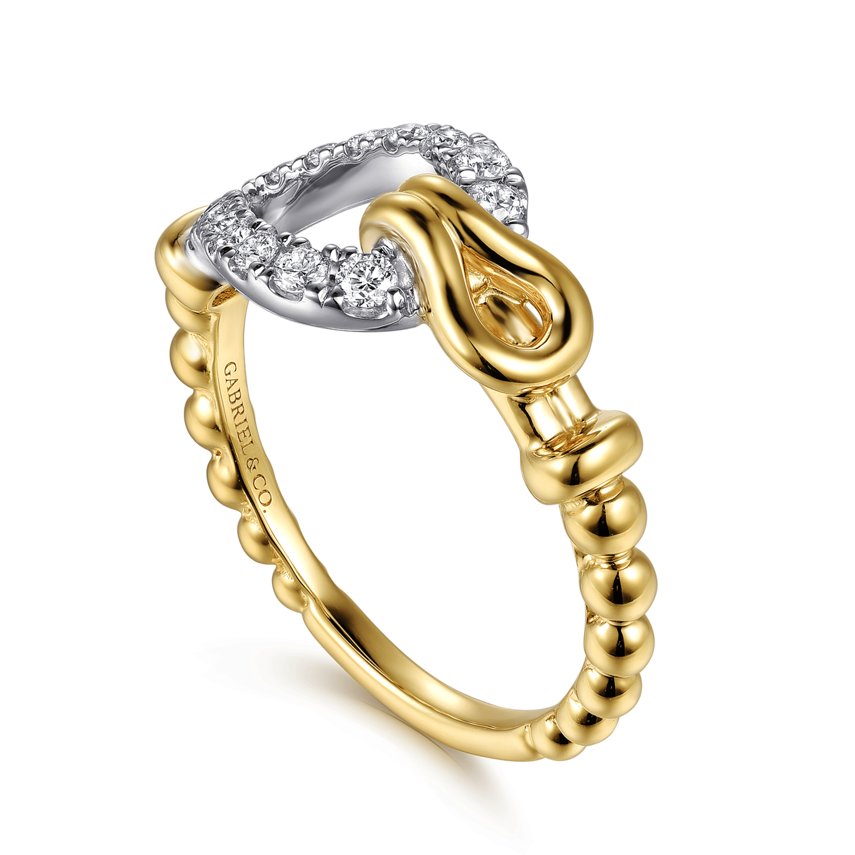 Strides - 14K White Yellow Gold Bujukan Graduating Diamond Stirrup Fashion Ring