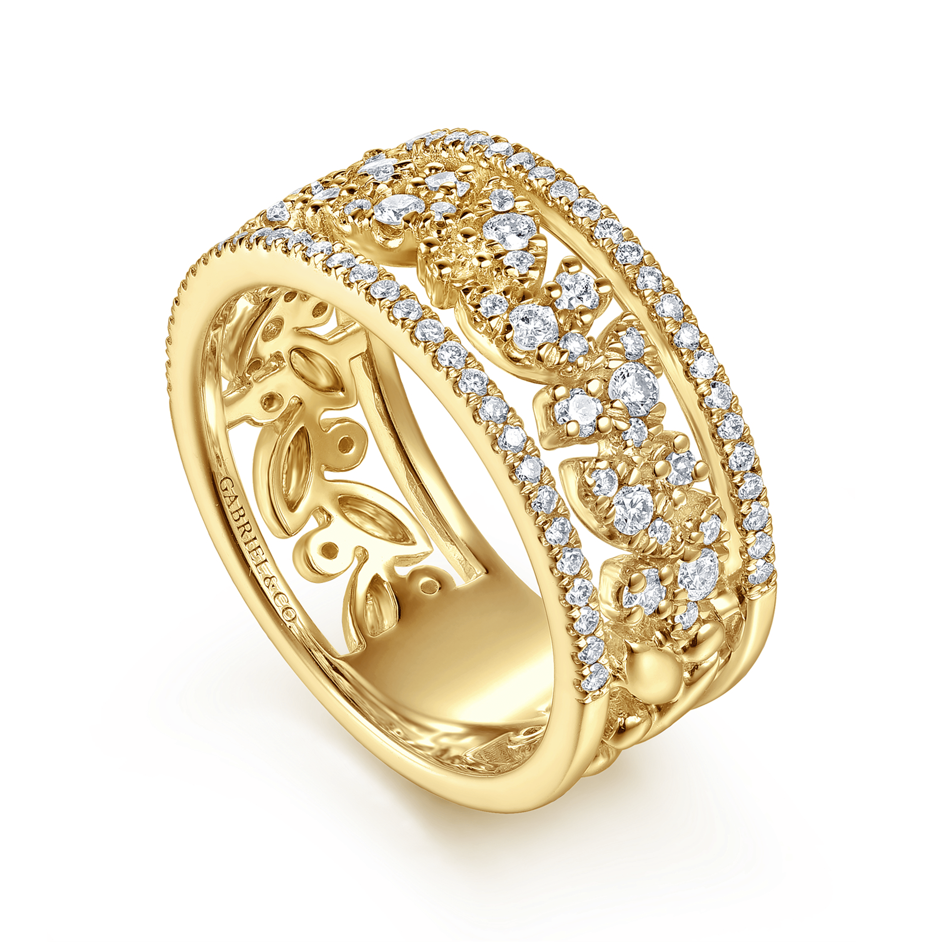 14K Yellow Gold Diamond Marquise Easy Stackable Ring