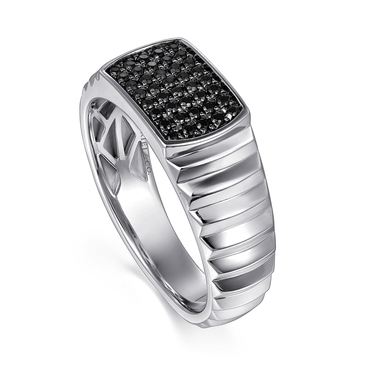 Sterling Silver Men’s Faceted Black Spinel Ring