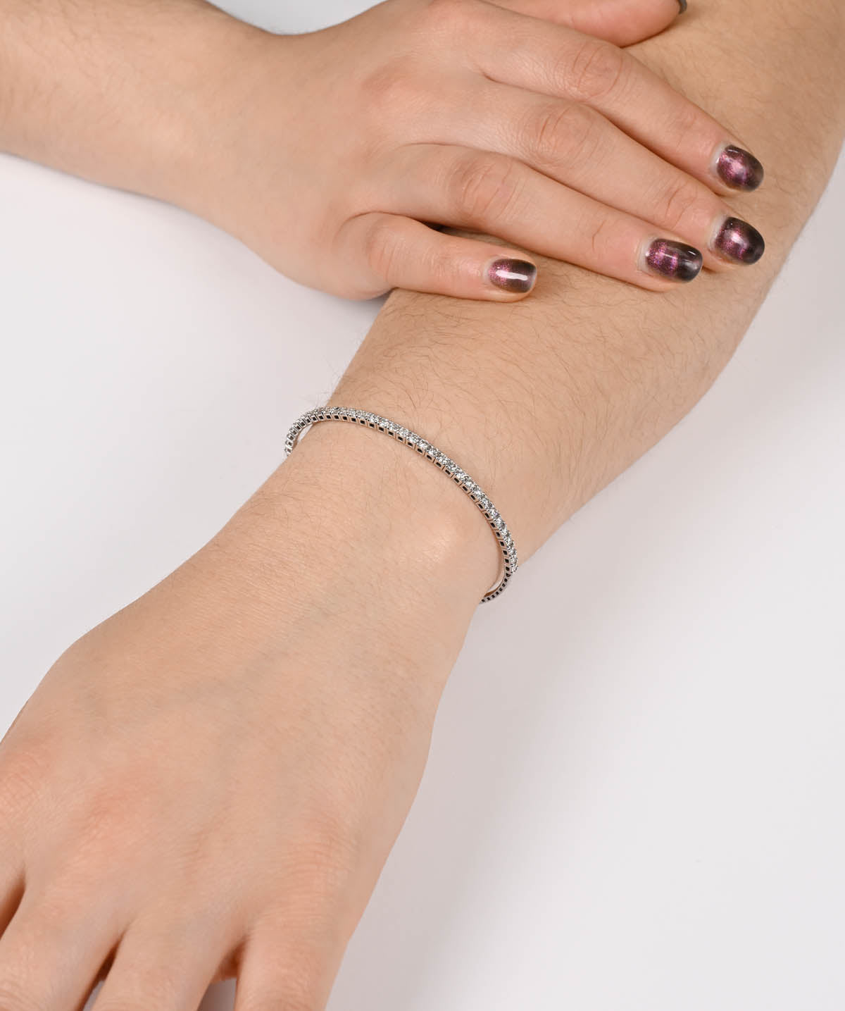 14K White Gold Diamond Flexible Bangle Bracelet 1.85cttw