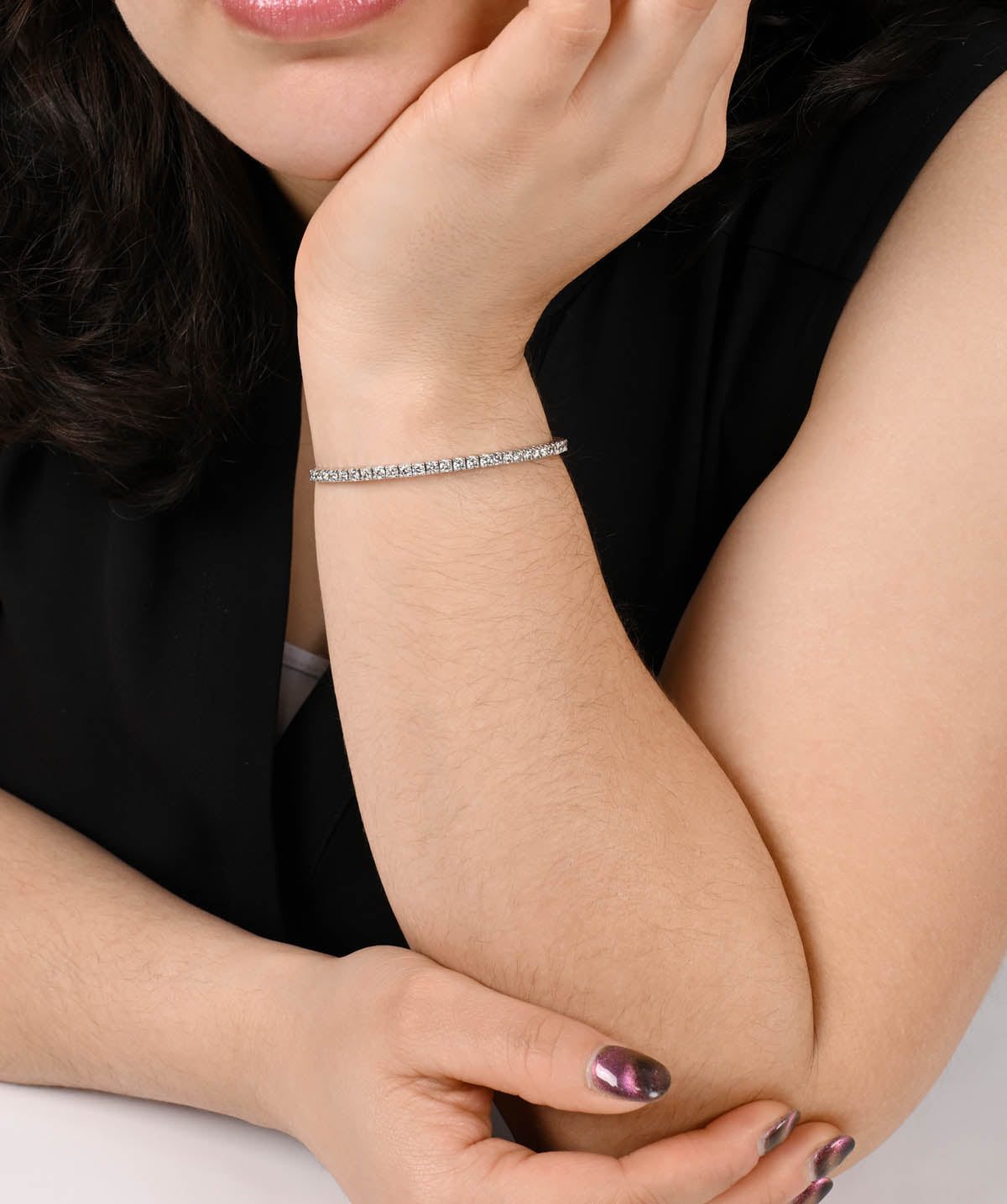 14K White Gold Diamond Flexible Bangle Bracelet 2.81cttw