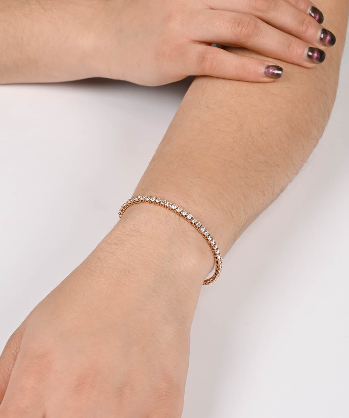 14K Rose Gold Diamond Flexible Bangle Bracelet 3.00cttw