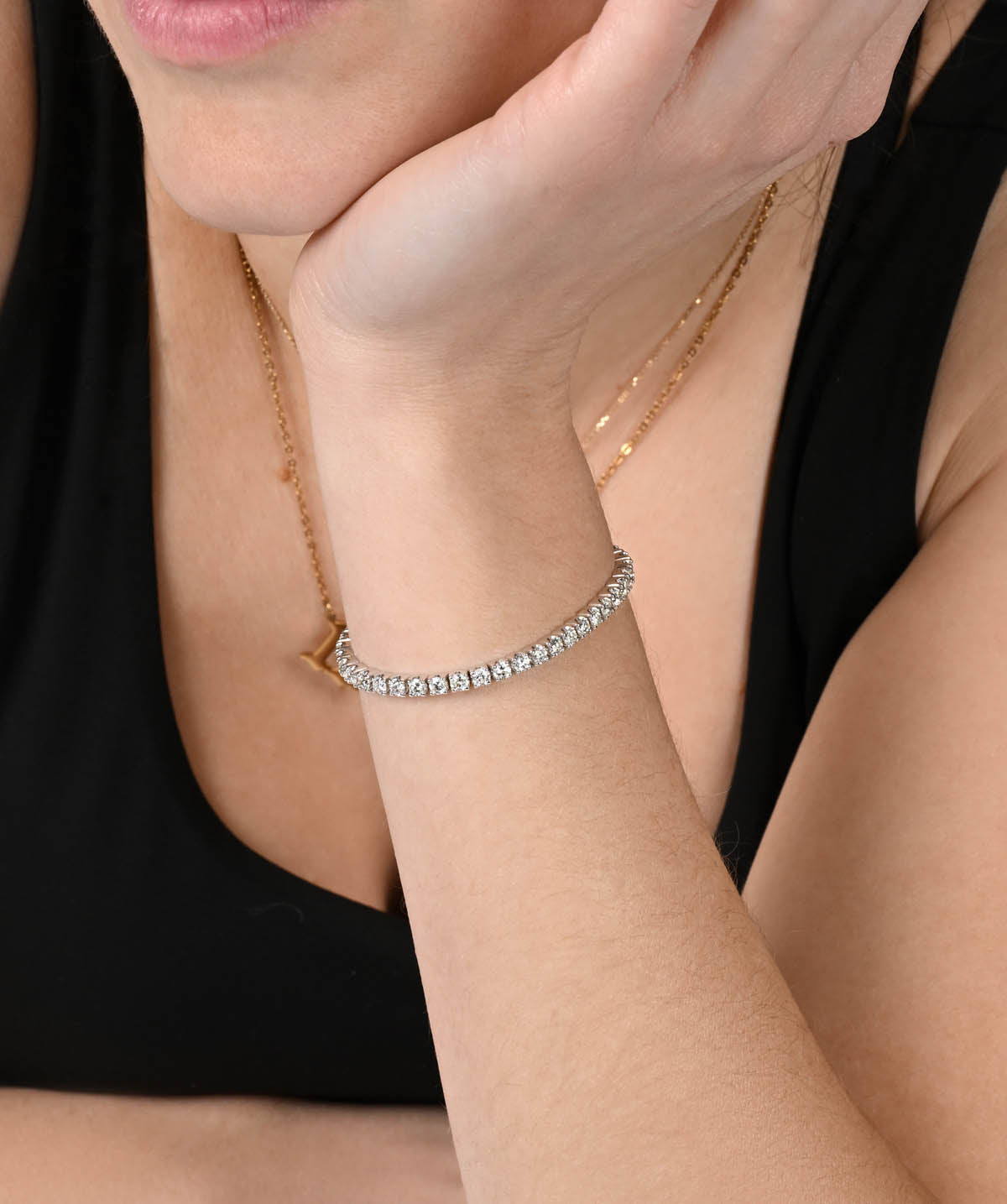 14K White Gold Diamond Tennis Bracelet 5.65cttw