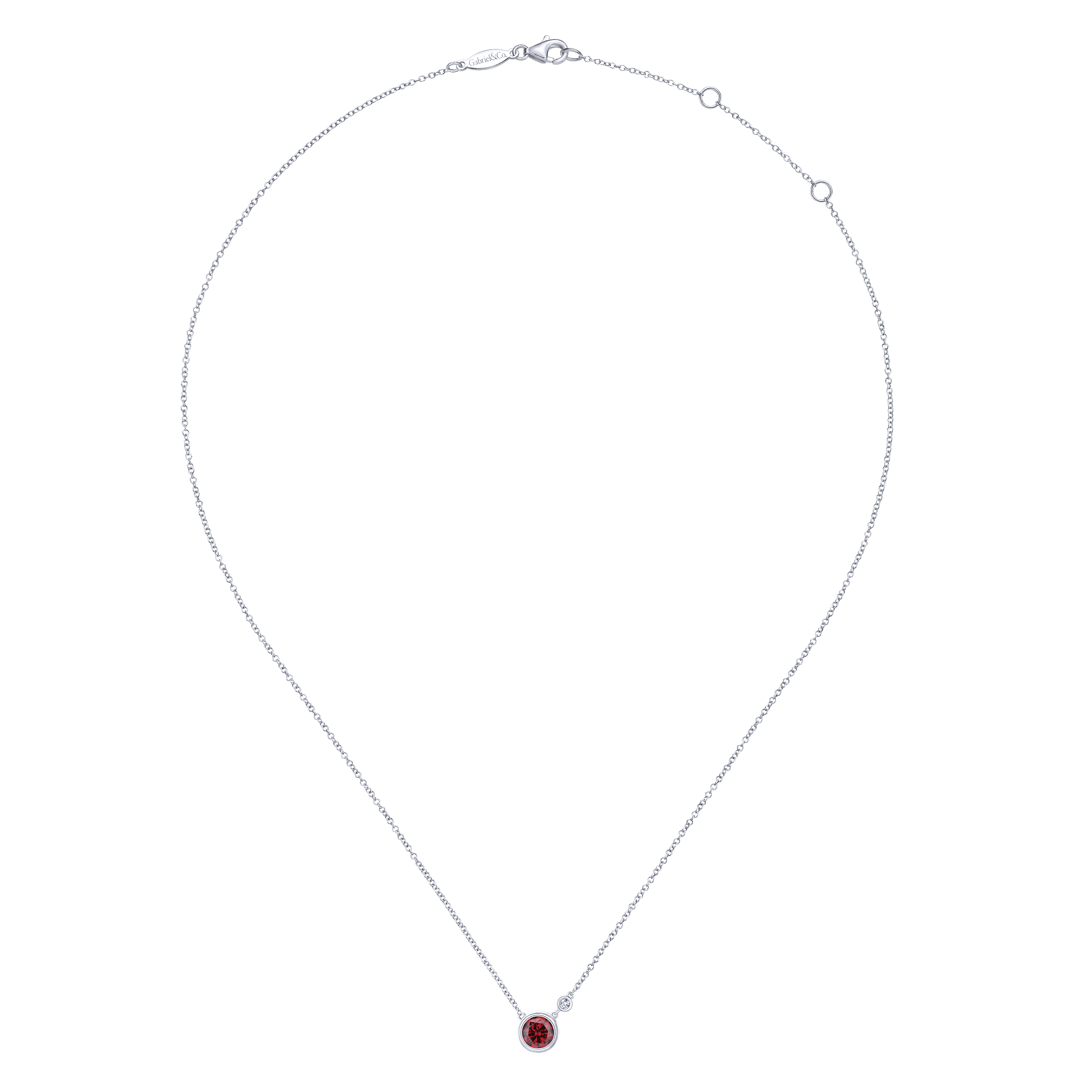 925 Sterling Silver Garnet and Diamond Pendant Necklace