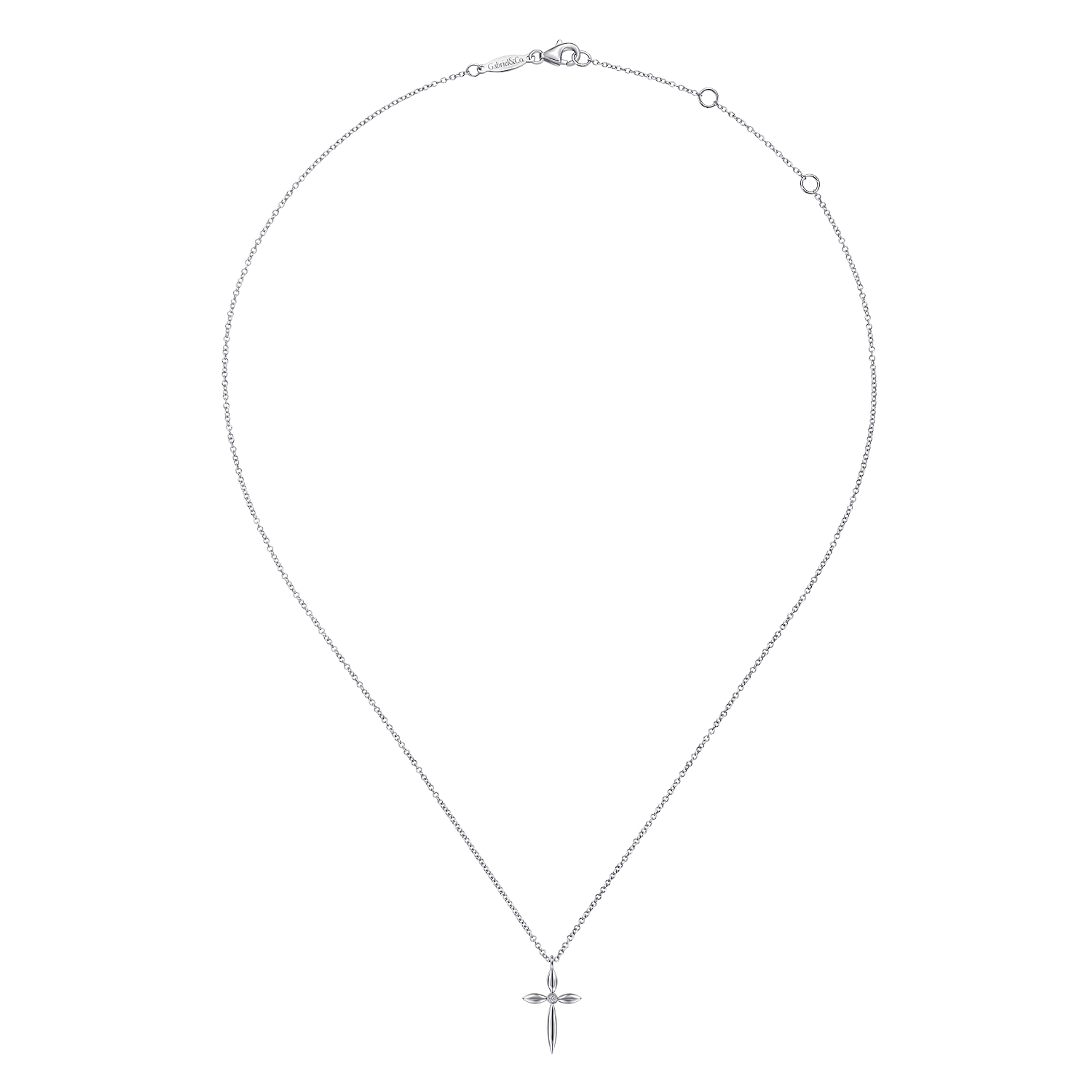 Pendant Necklace Cross 925 Sterling Silver Diamond 0.01ct