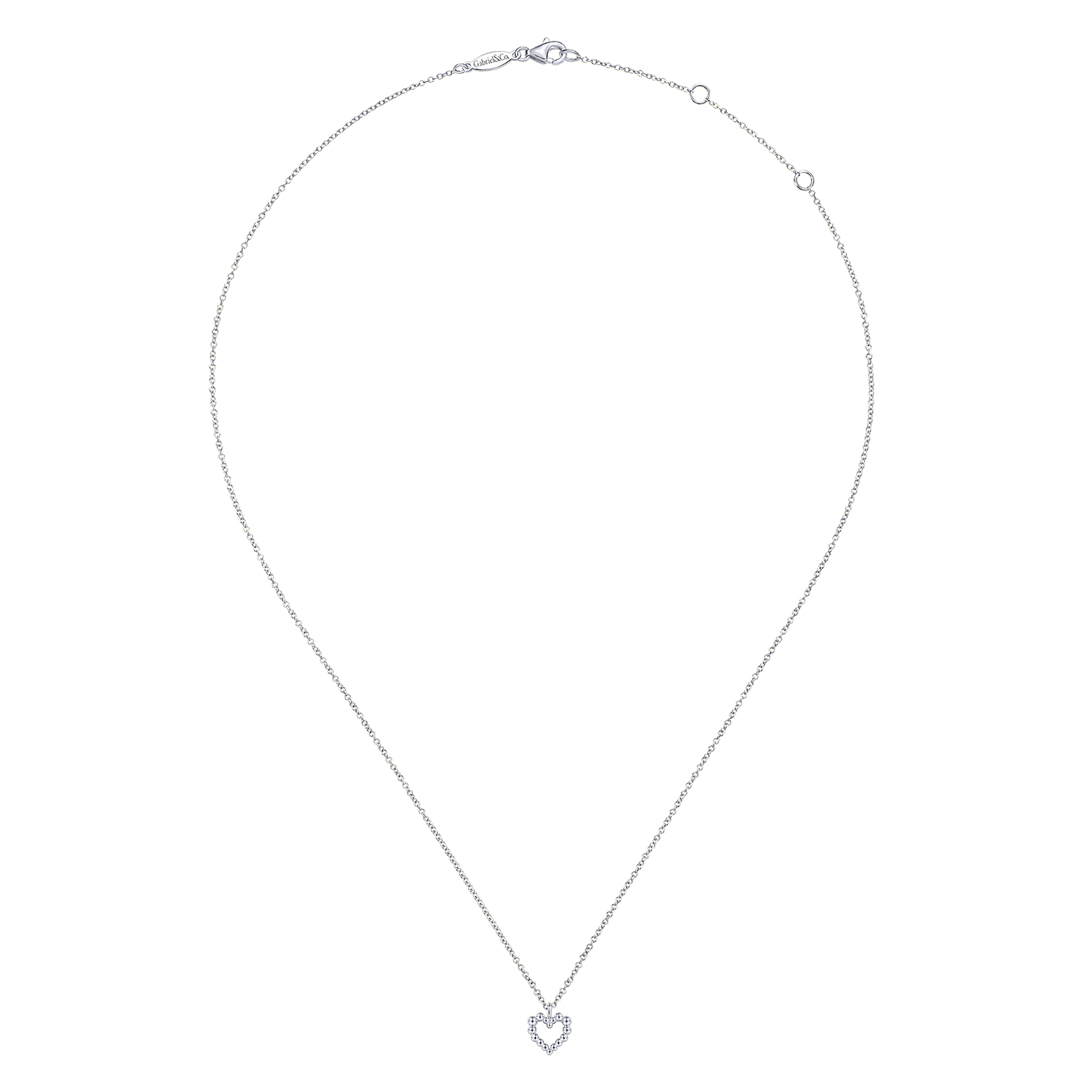 925 Sterling Silver Heart Beaded Necklace