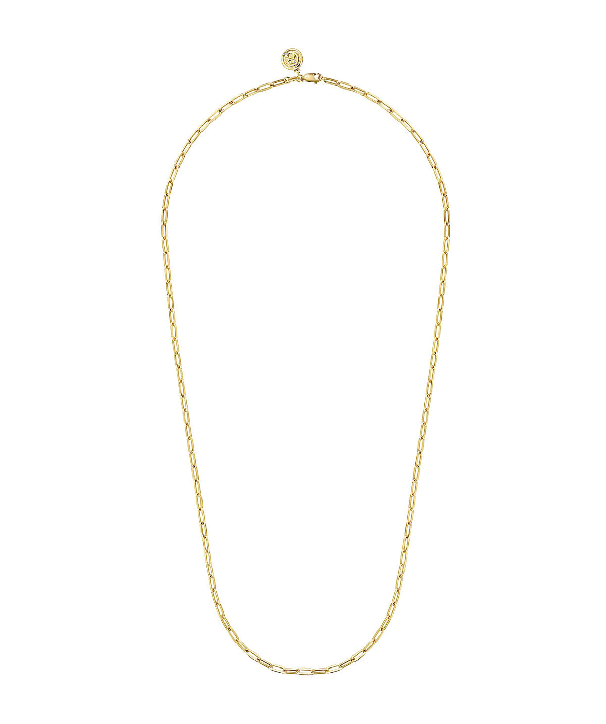 14K Yellow Gold Hollow Paper Clip Chain Necklace 24 Inch