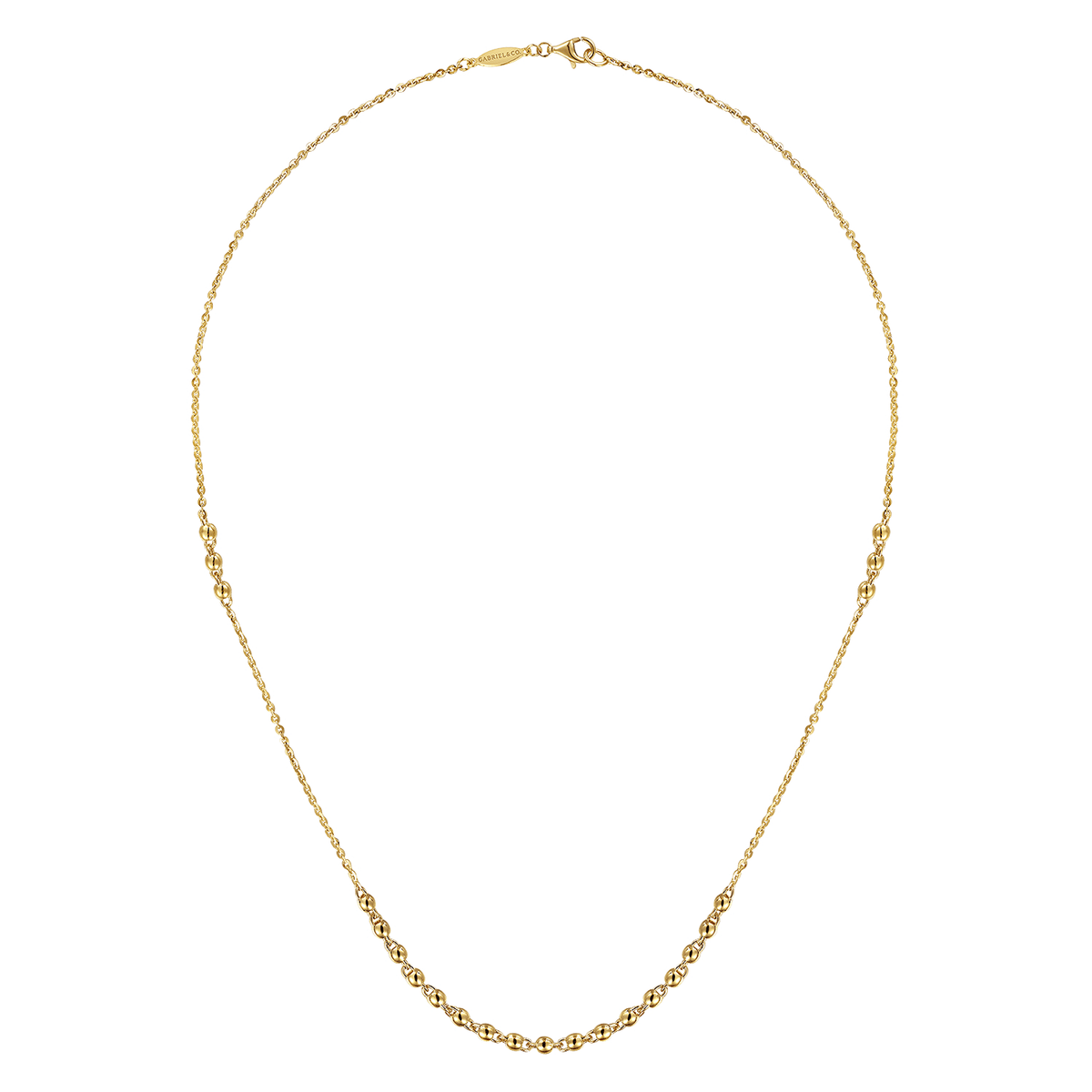 14K Yellow Gold Beaded Station Necklace