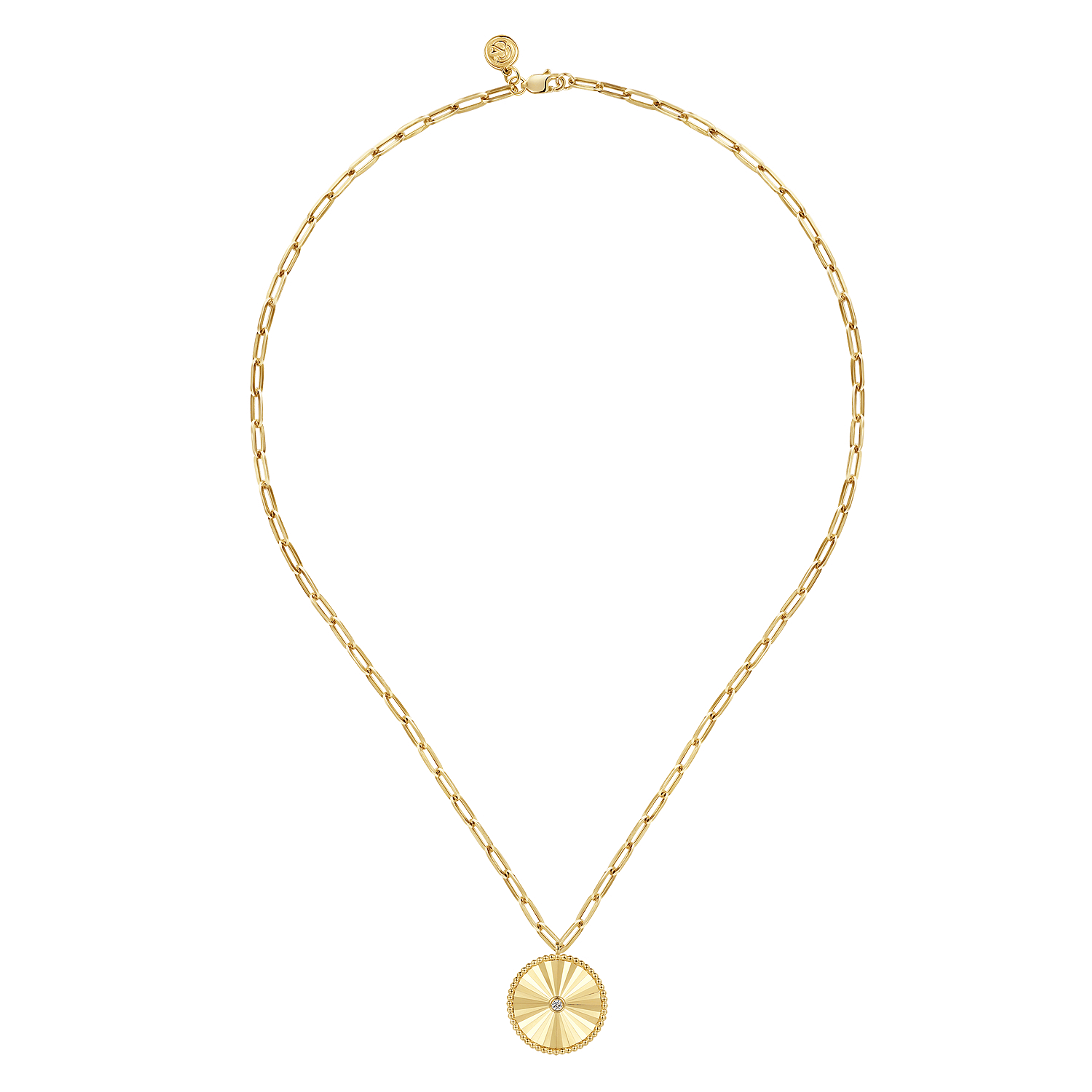 14K Yellow Gold Diamond Medallion Chain Necklace
