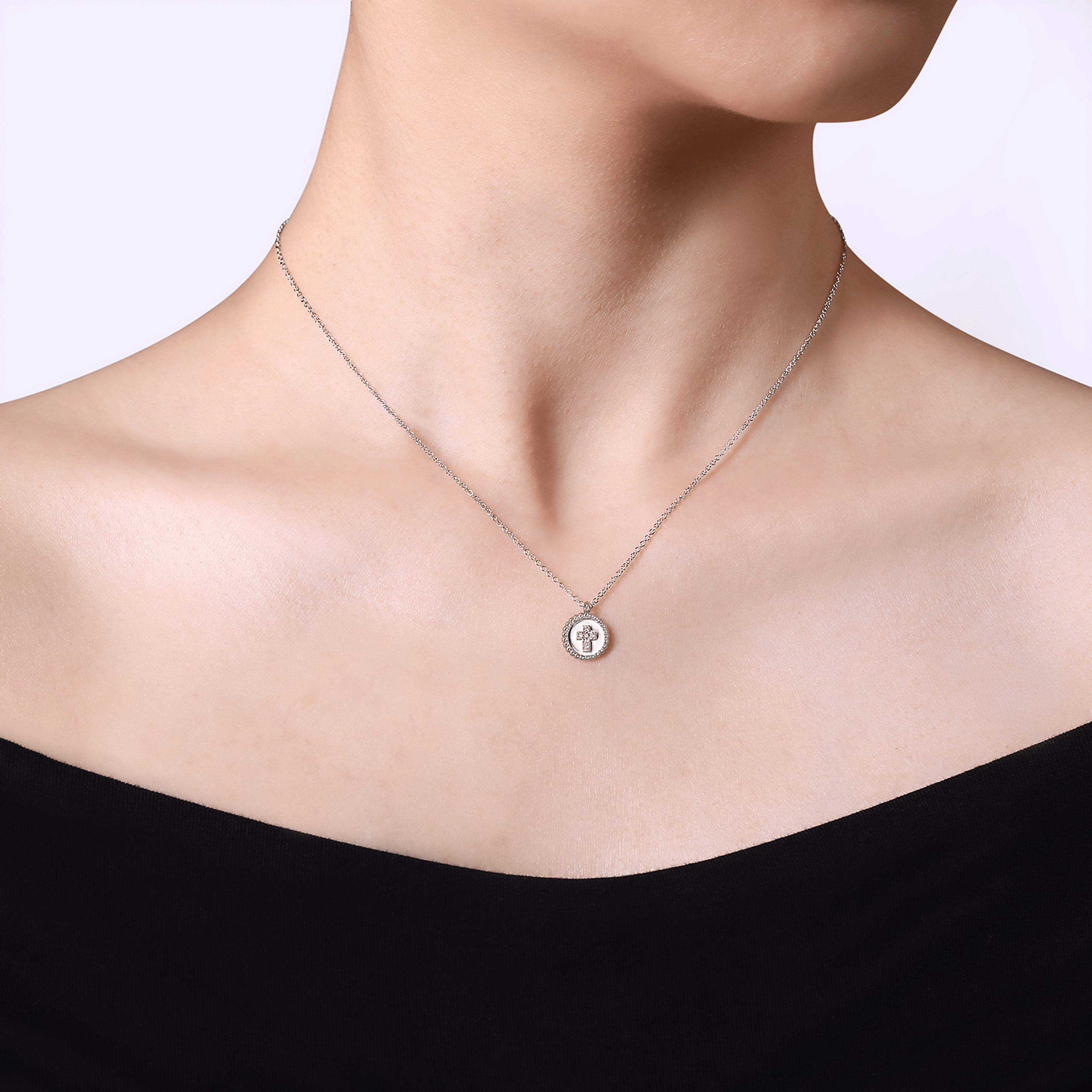 Pendant Necklace Cross 925 Sterling Silver Diamond Bujukan
