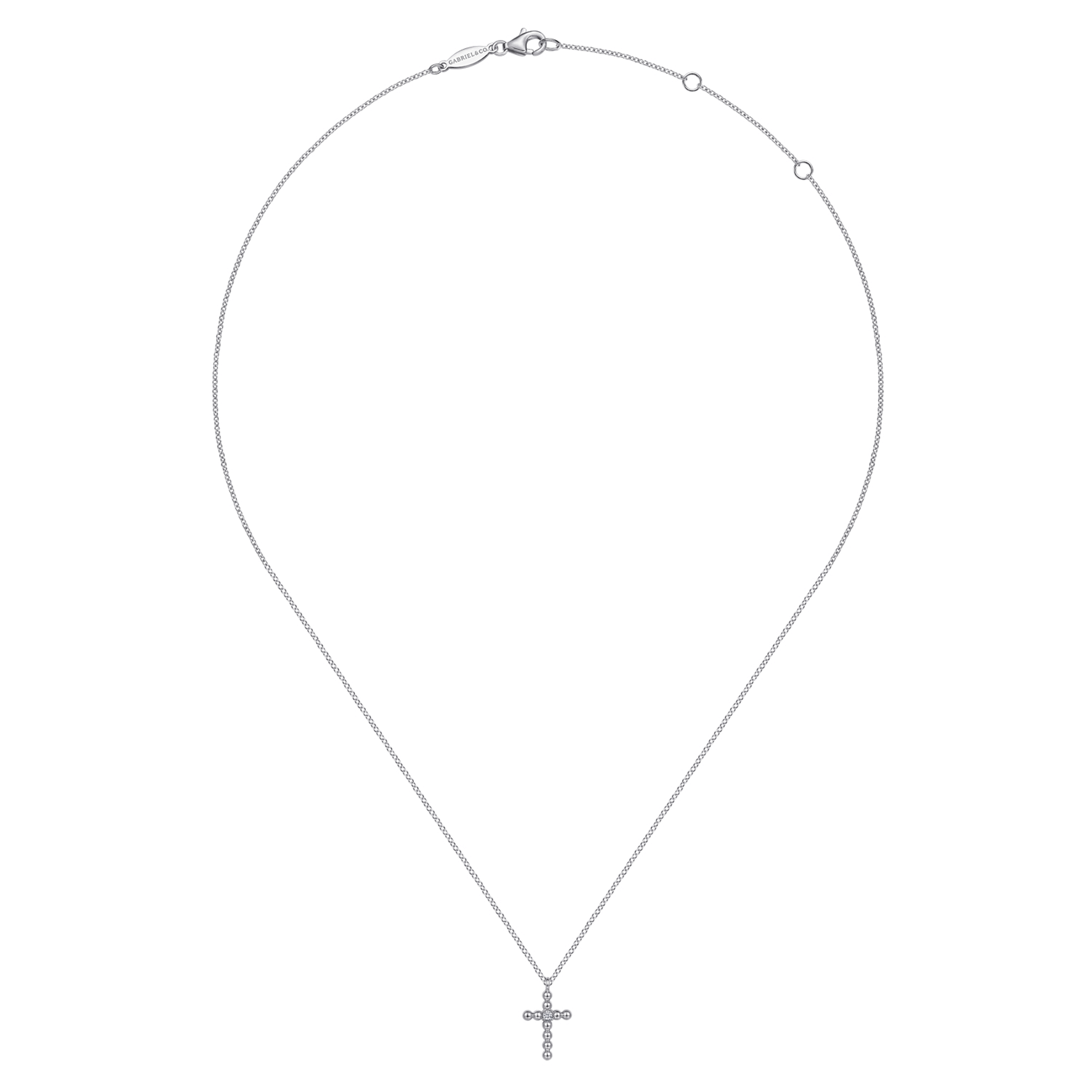 Pendant Necklace Cross 925 Sterling Silver Diamond 0.03ct