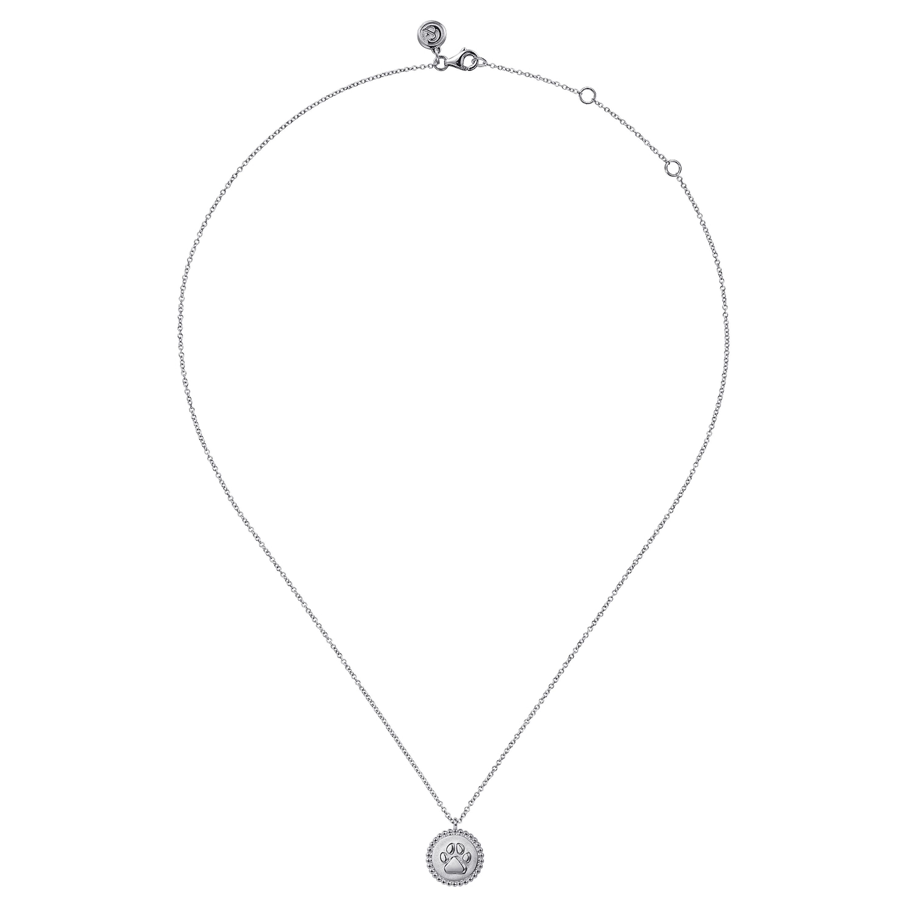 925 Sterling Silver Paw Print Pendant Necklace-Bujukan