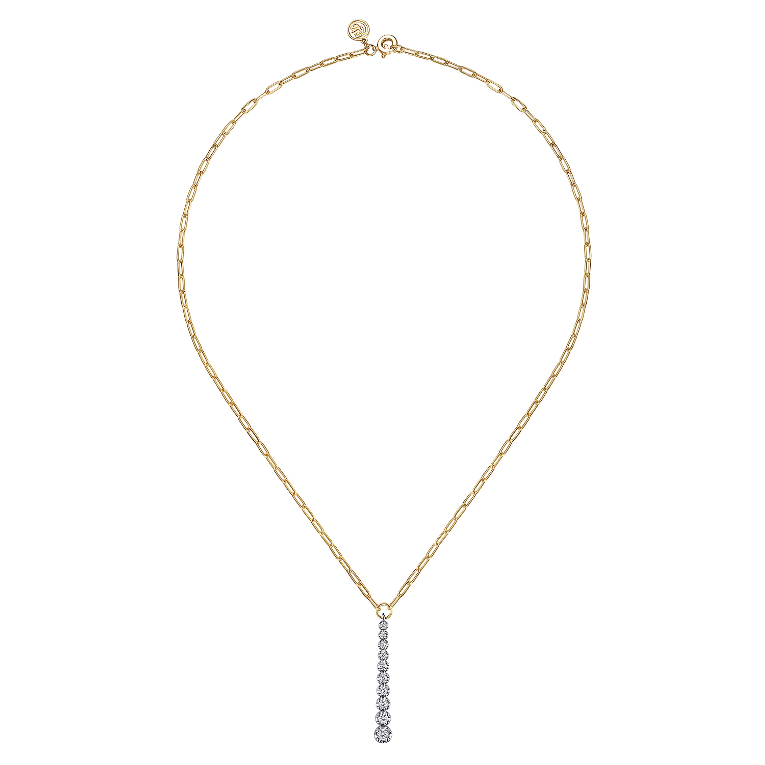 14K White and Yellow Gold Diamond Vertical Bar Link Necklace