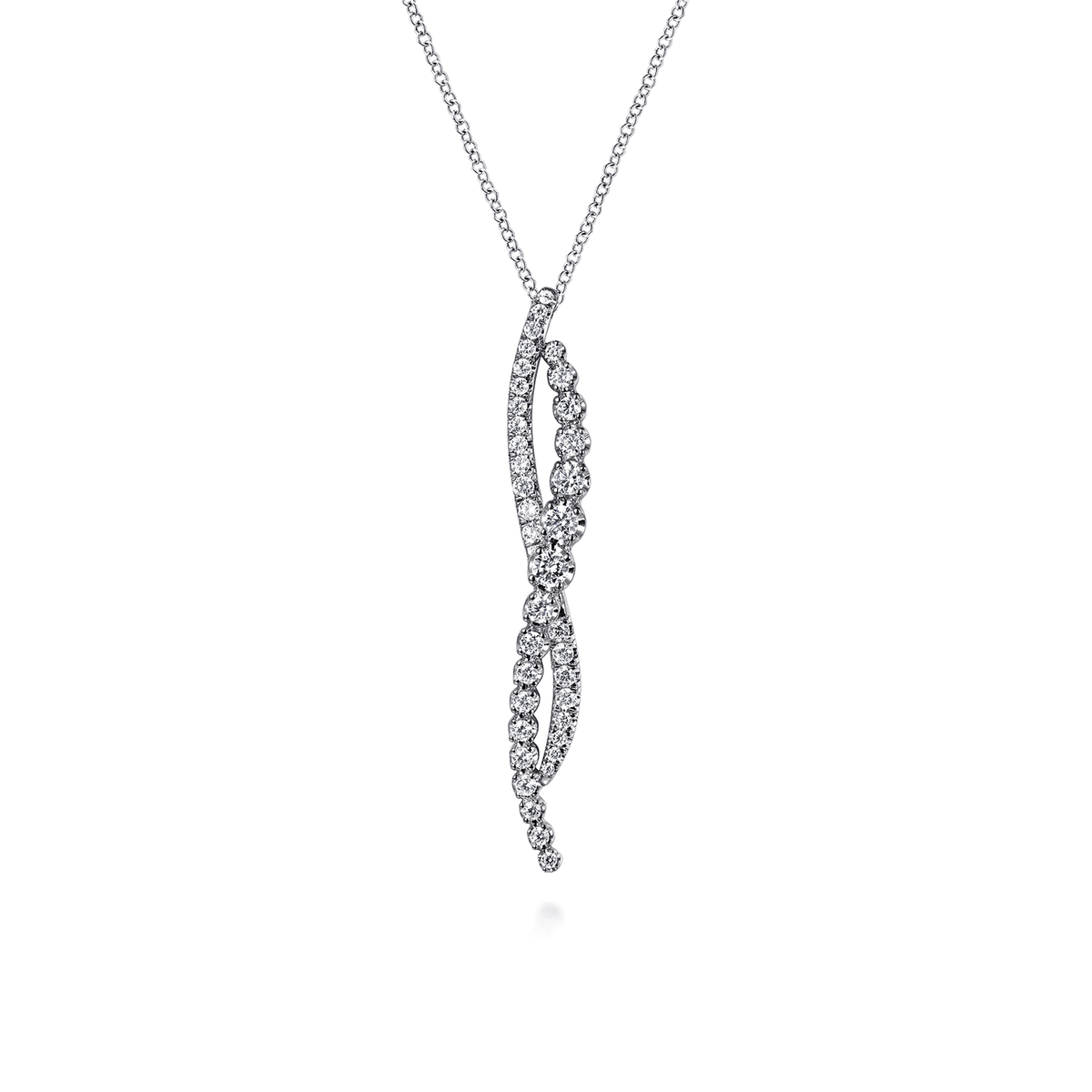 14K White Gold Diamond Twisted Pendant Necklace