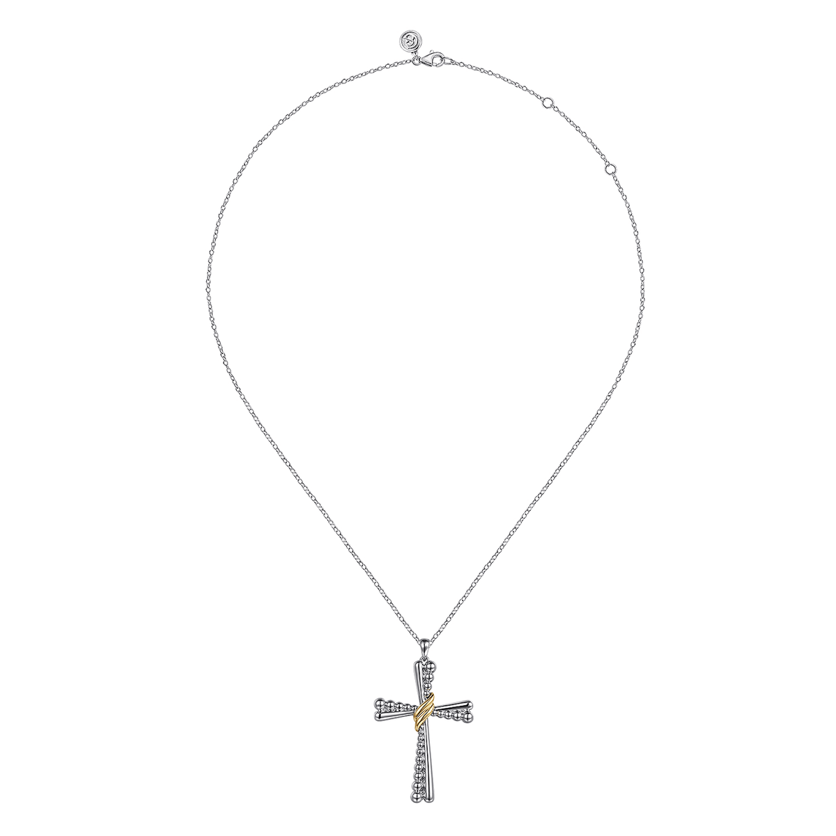 925 Sterling Silver and 14K Yellow Gold Bujukan Cross Pendant Necklace