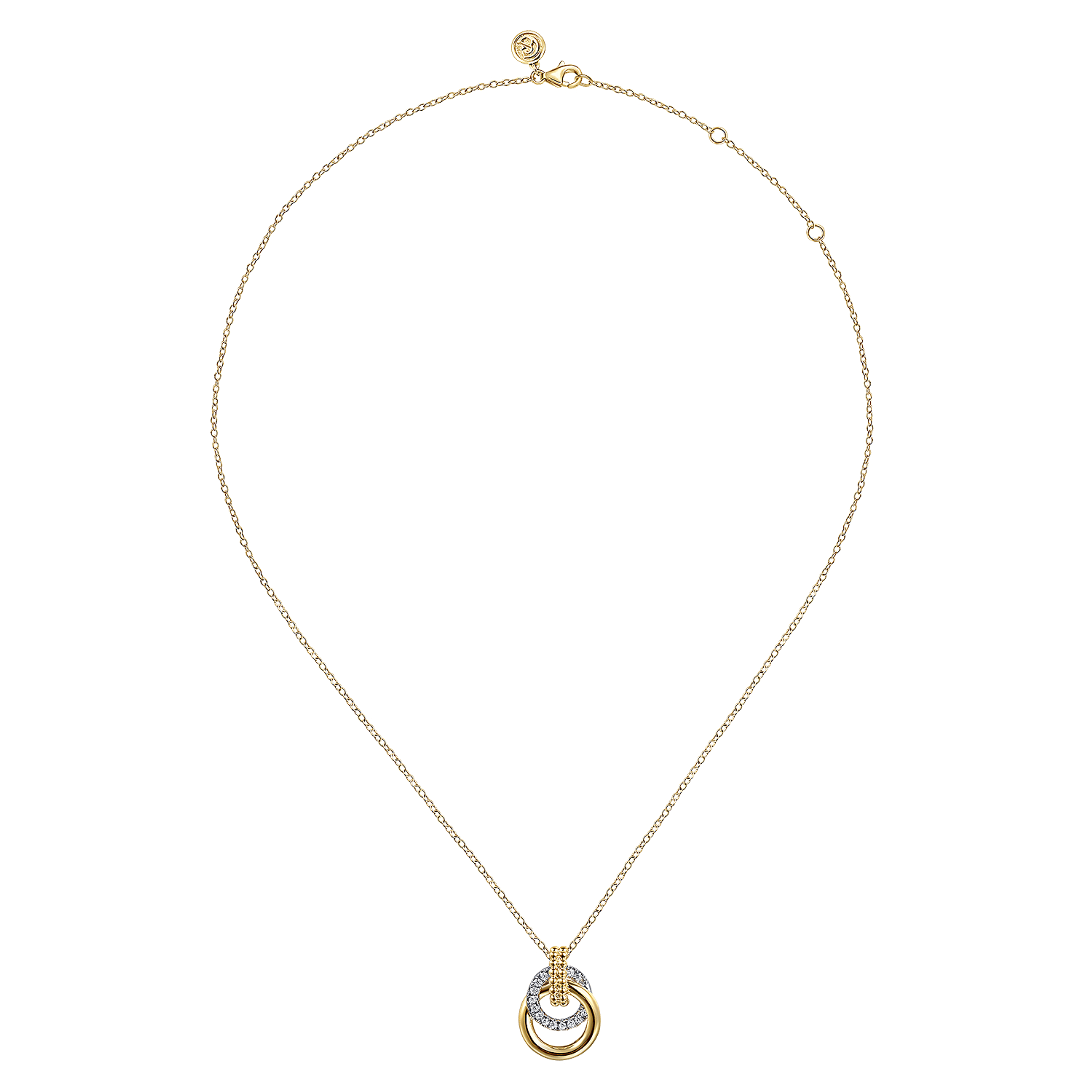 14K White Yellow Gold Diamond Pendant Necklace