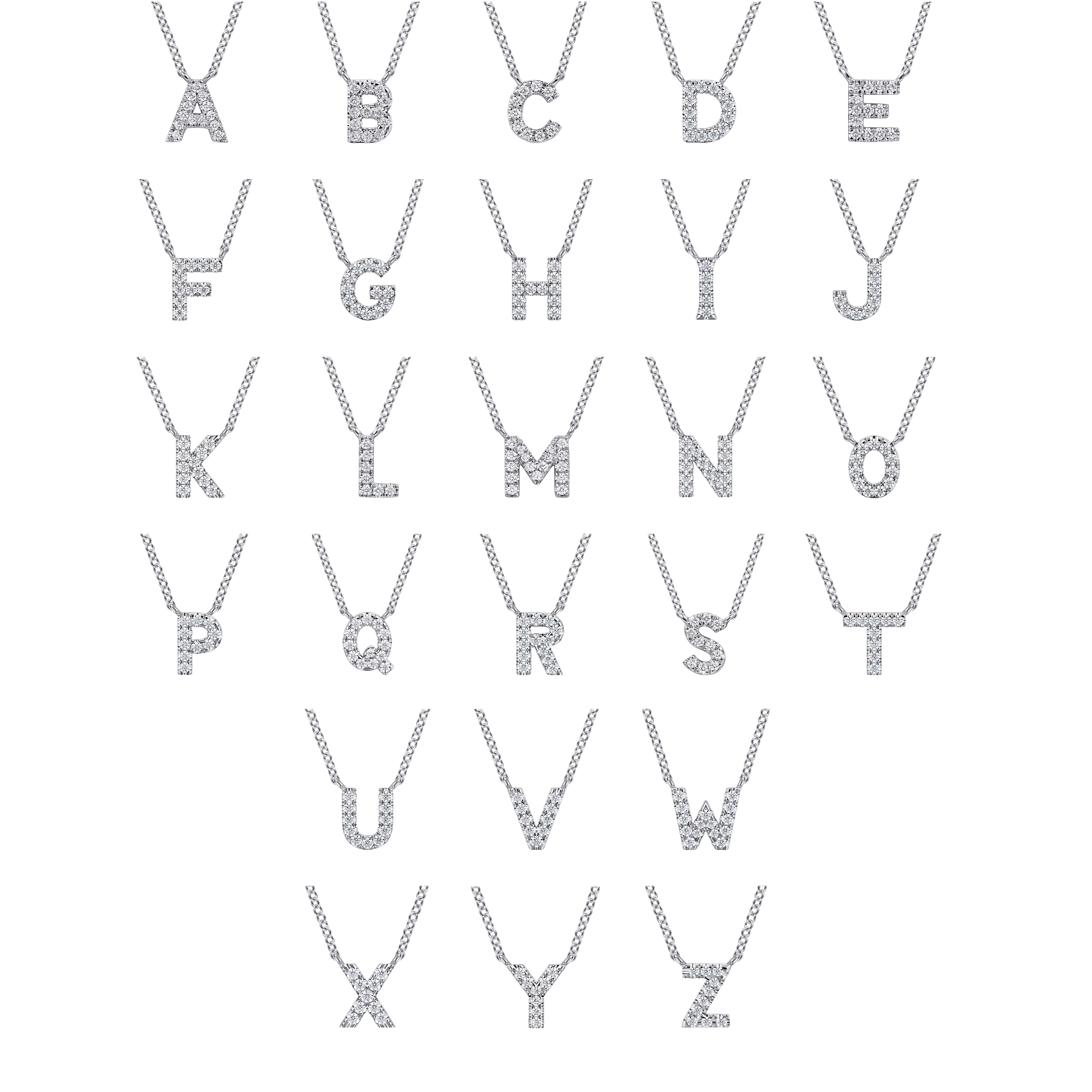 14K White Gold Diamond C Initial Pendant Necklace