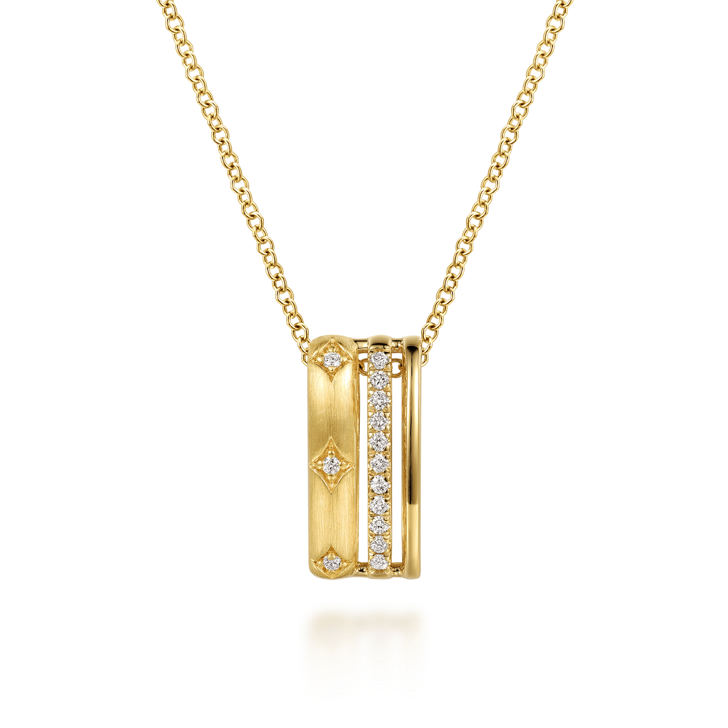 14K Yellow Gold Diamond Pendant Necklace