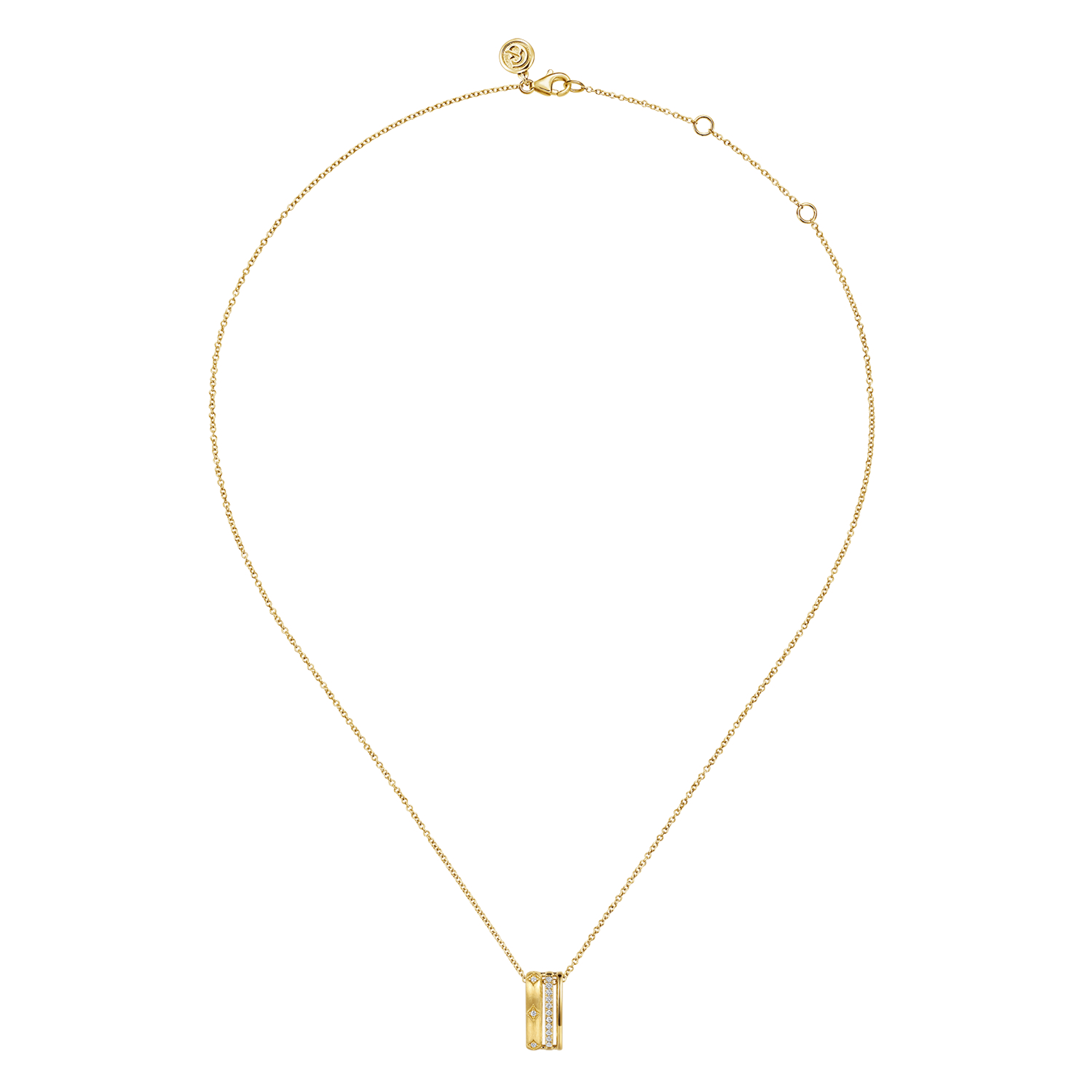 14K Yellow Gold Diamond Pendant Necklace