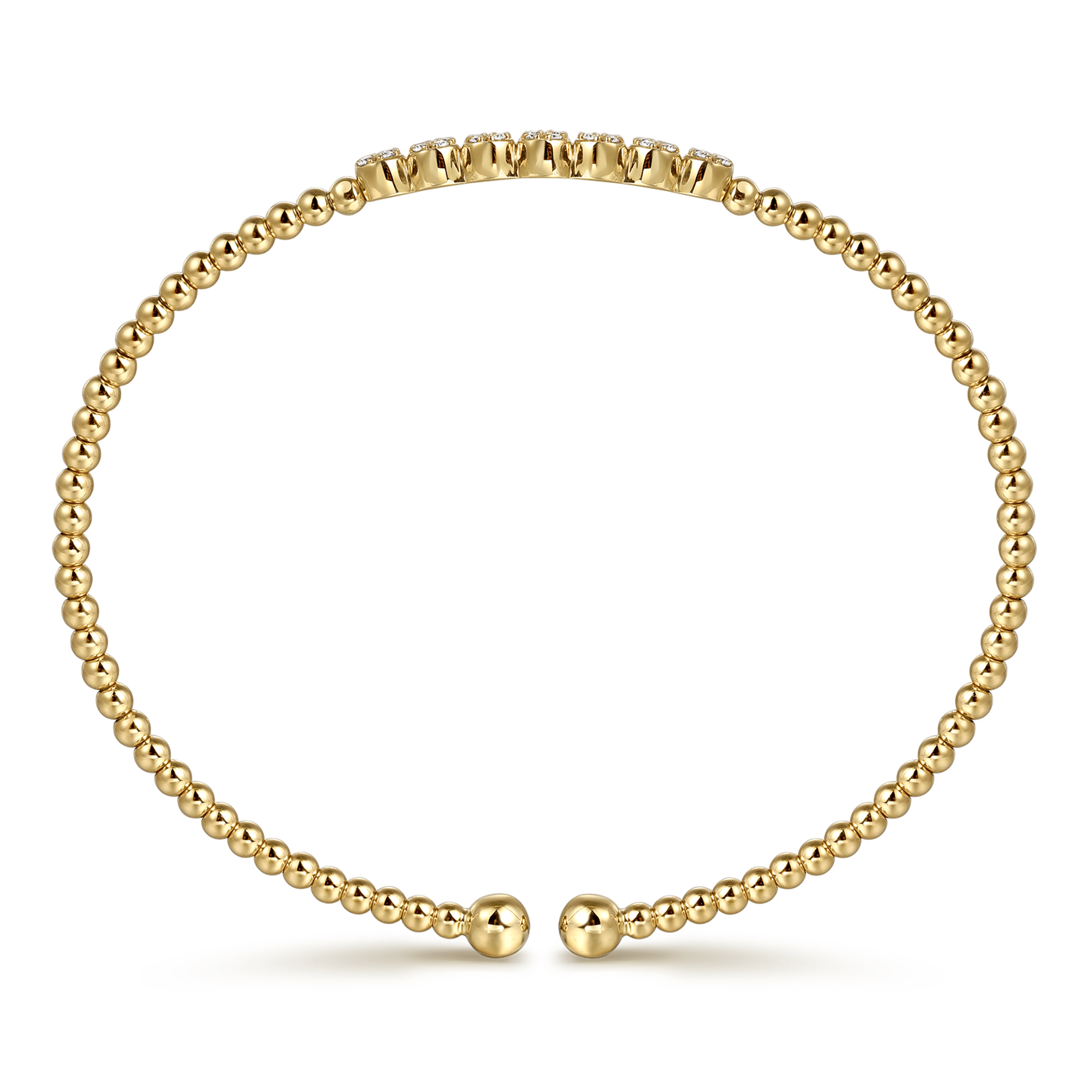14K Yellow Gold Bujukan Bead and Cluster Diamond Bangle