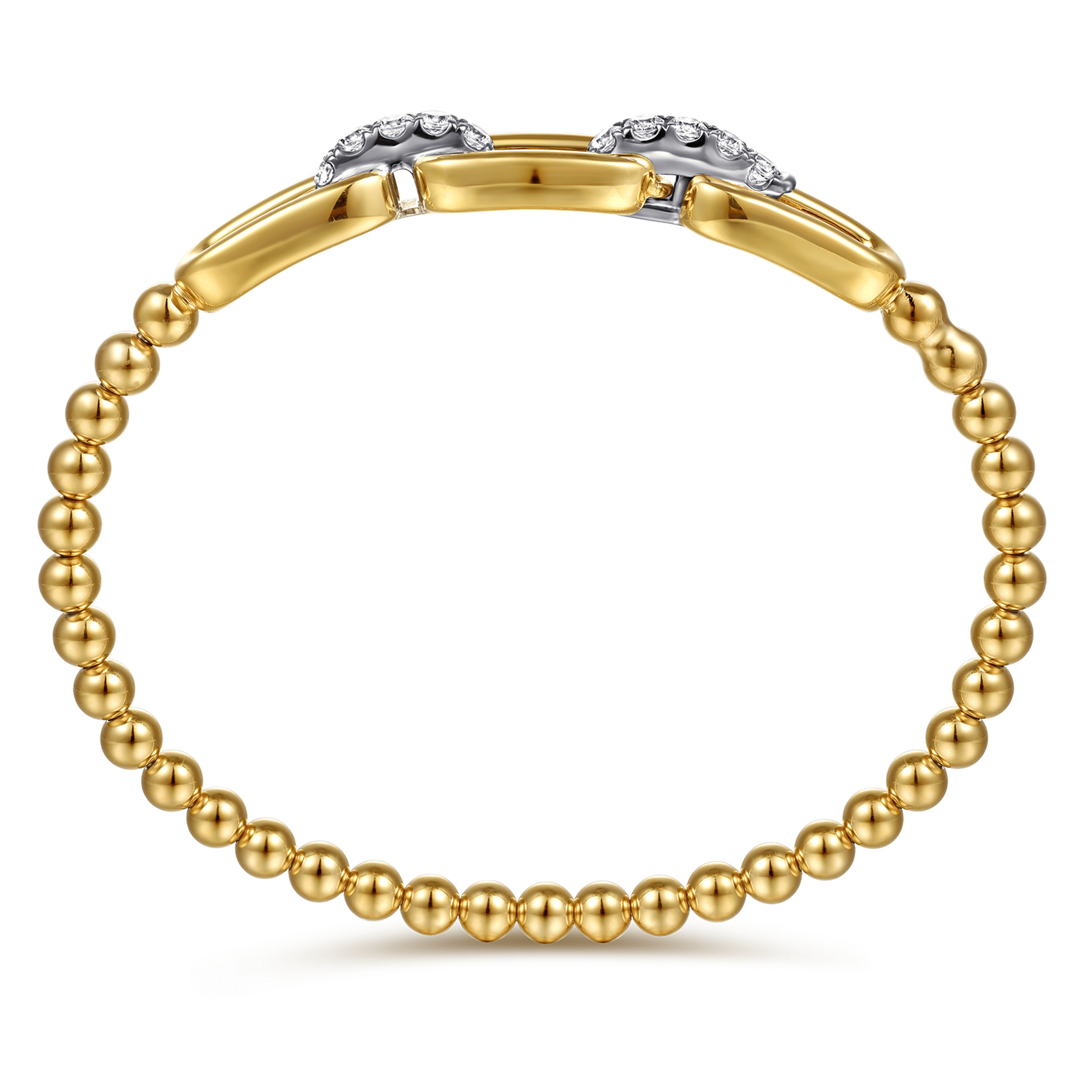 14K White Yellow Gold Bujukan and Diamond Bangle Bracelet