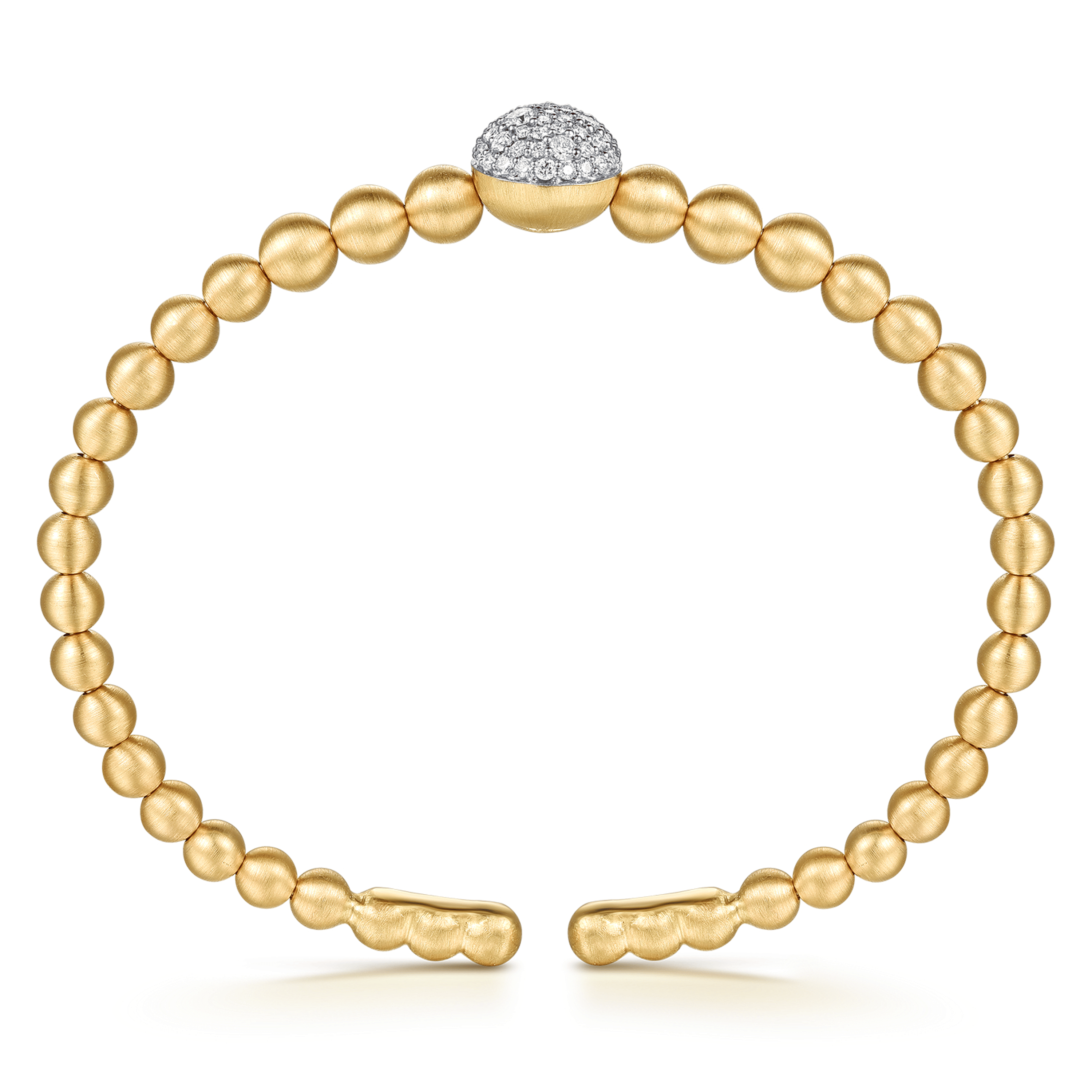 14K White Yellow Gold Diamond and Bujukan Ball Split Bangle Bracelet