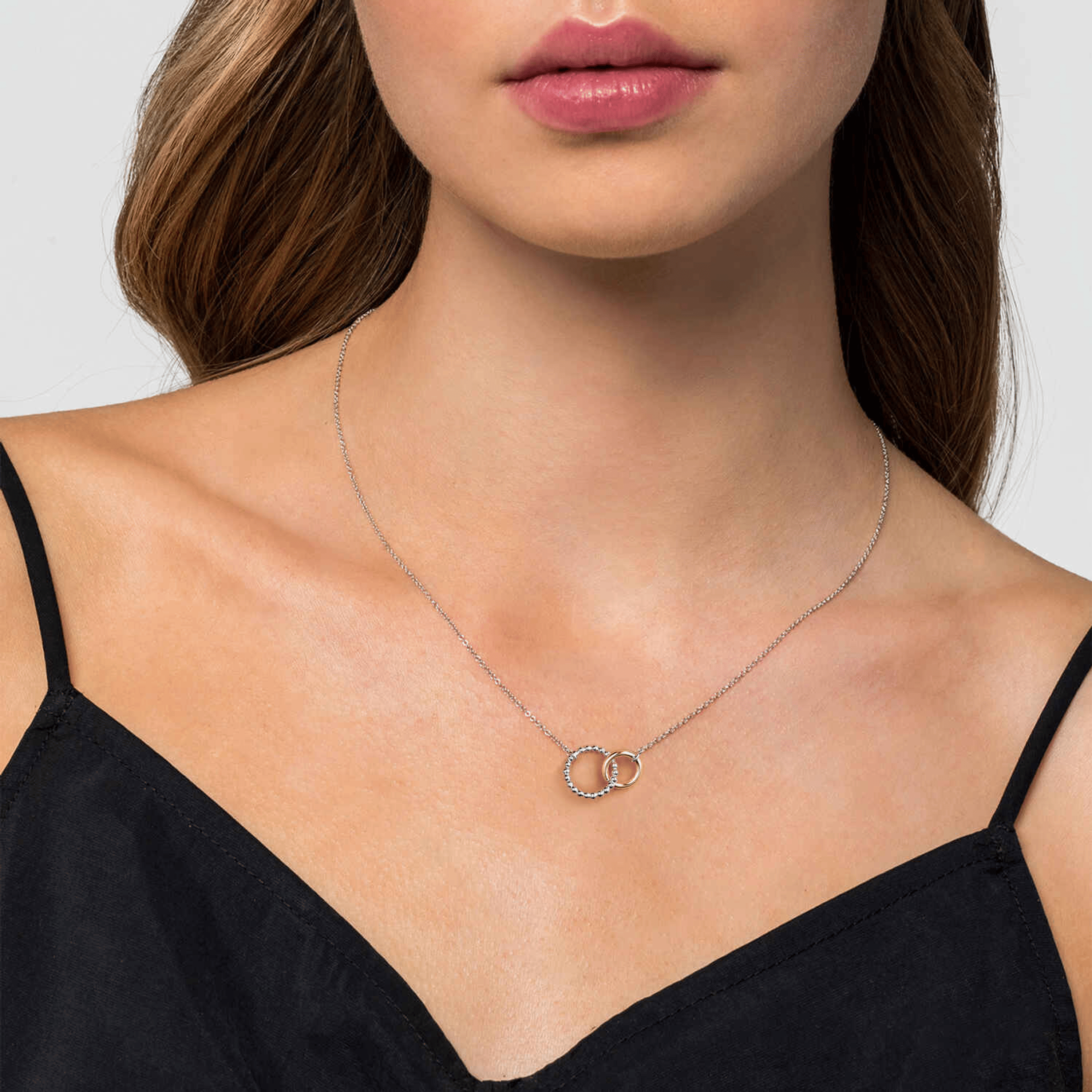 14K Yellow Gold and 925 Sterling Silver Bujukan Interlocking Pendant Necklace