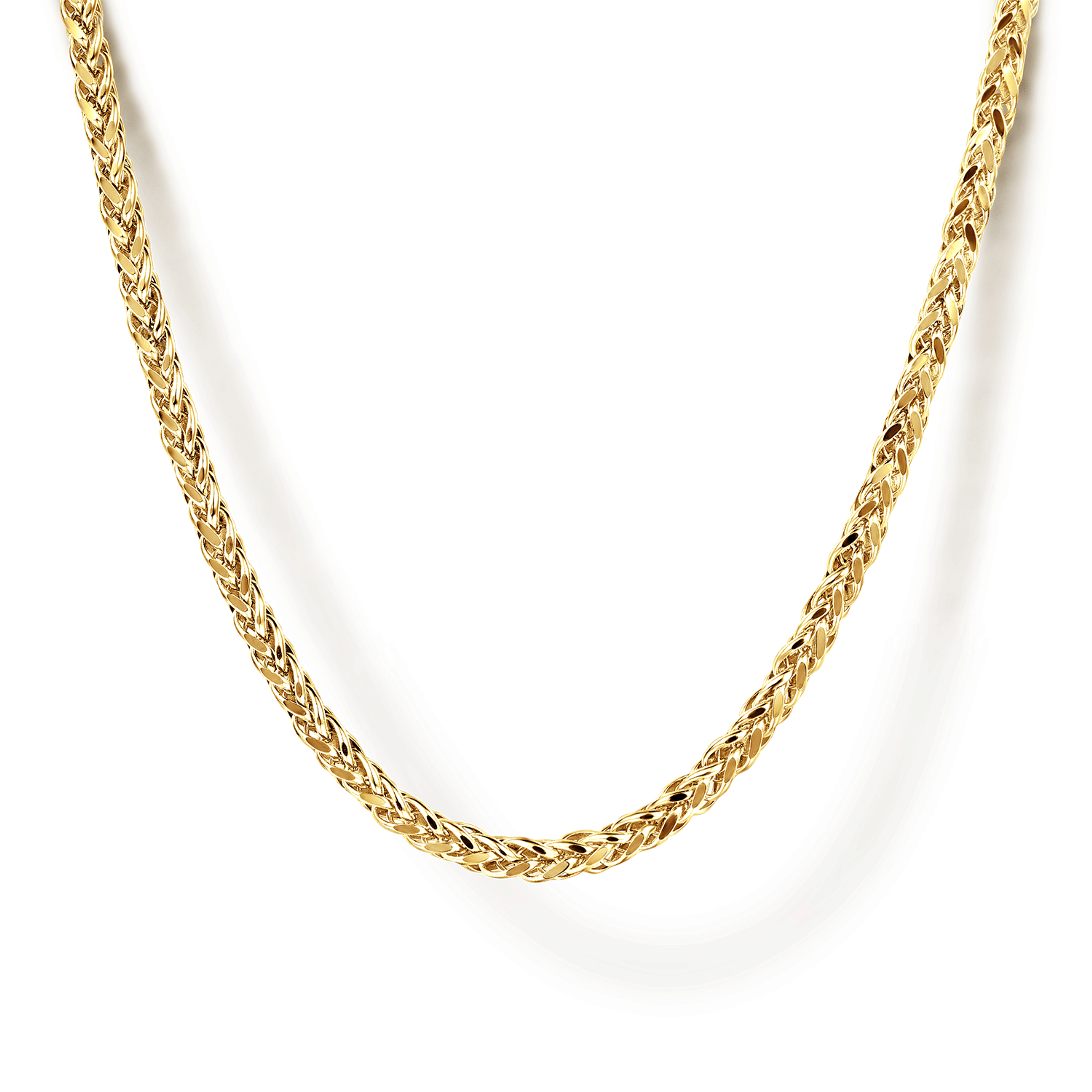 14K Yellow Gold Men's Hollow Wheat Chain Necklace
