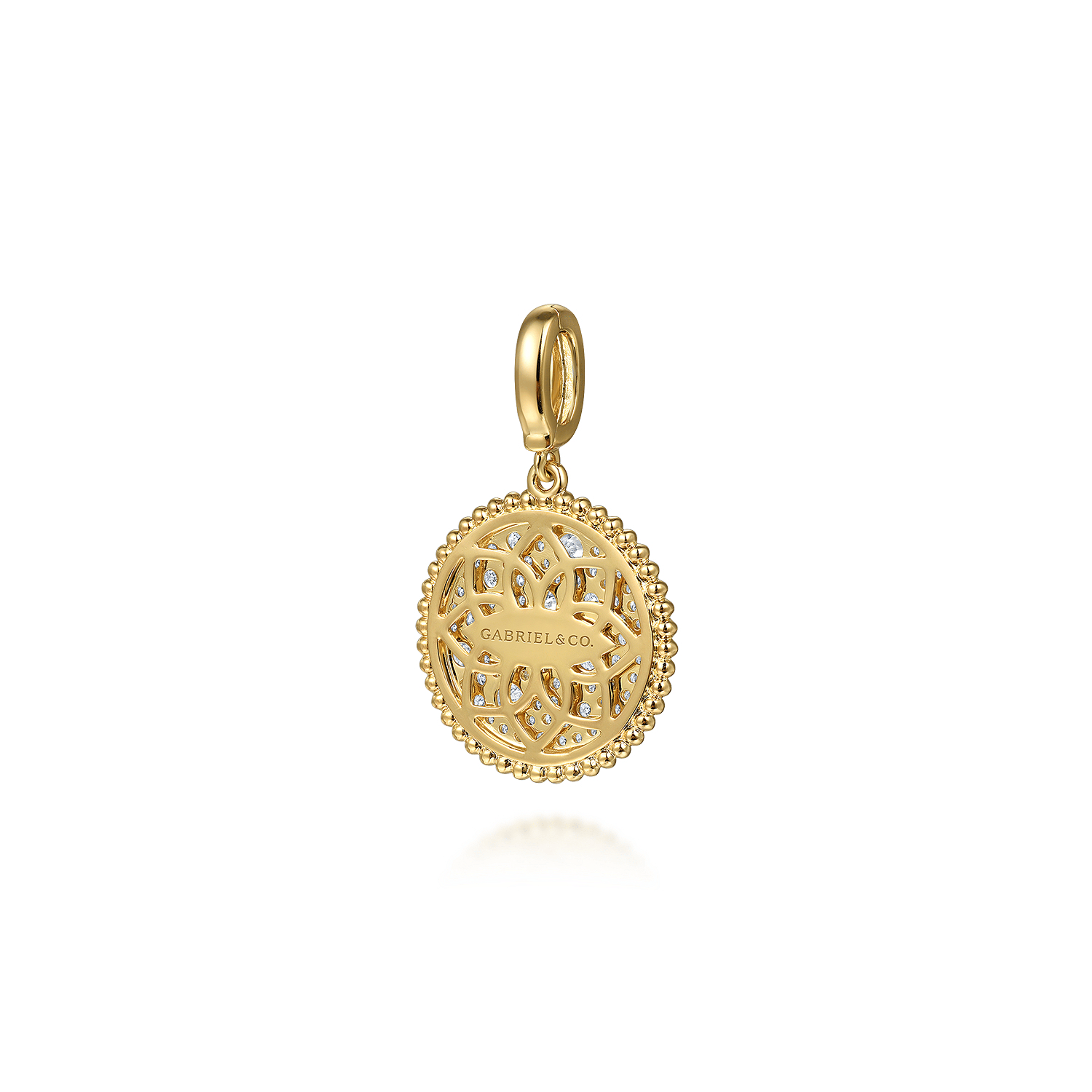 14K Yellow Gold Diamond Pave Bujukan Medallion Pendant