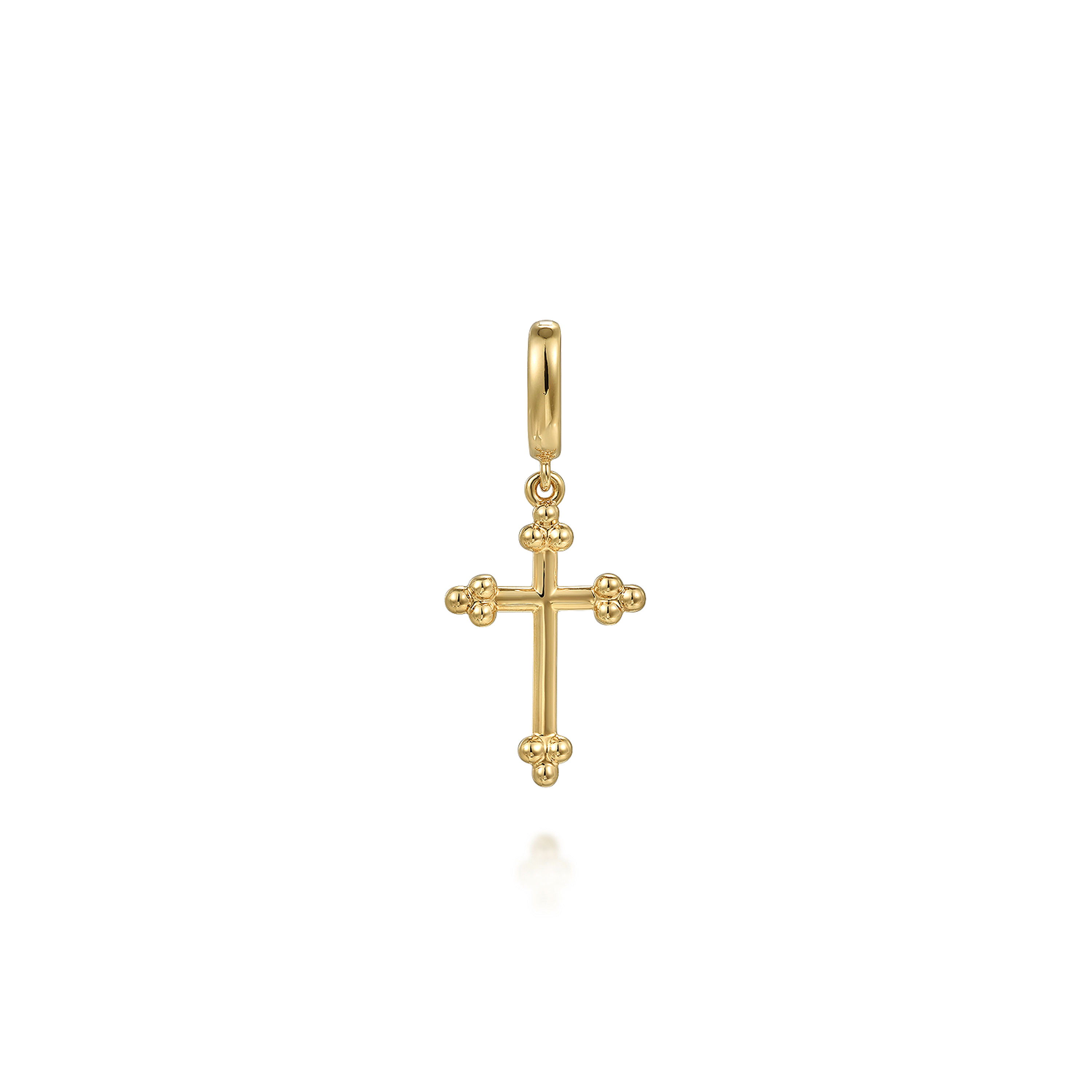 14K Yellow Plain Gold Bujukan Cross Charm Pendant