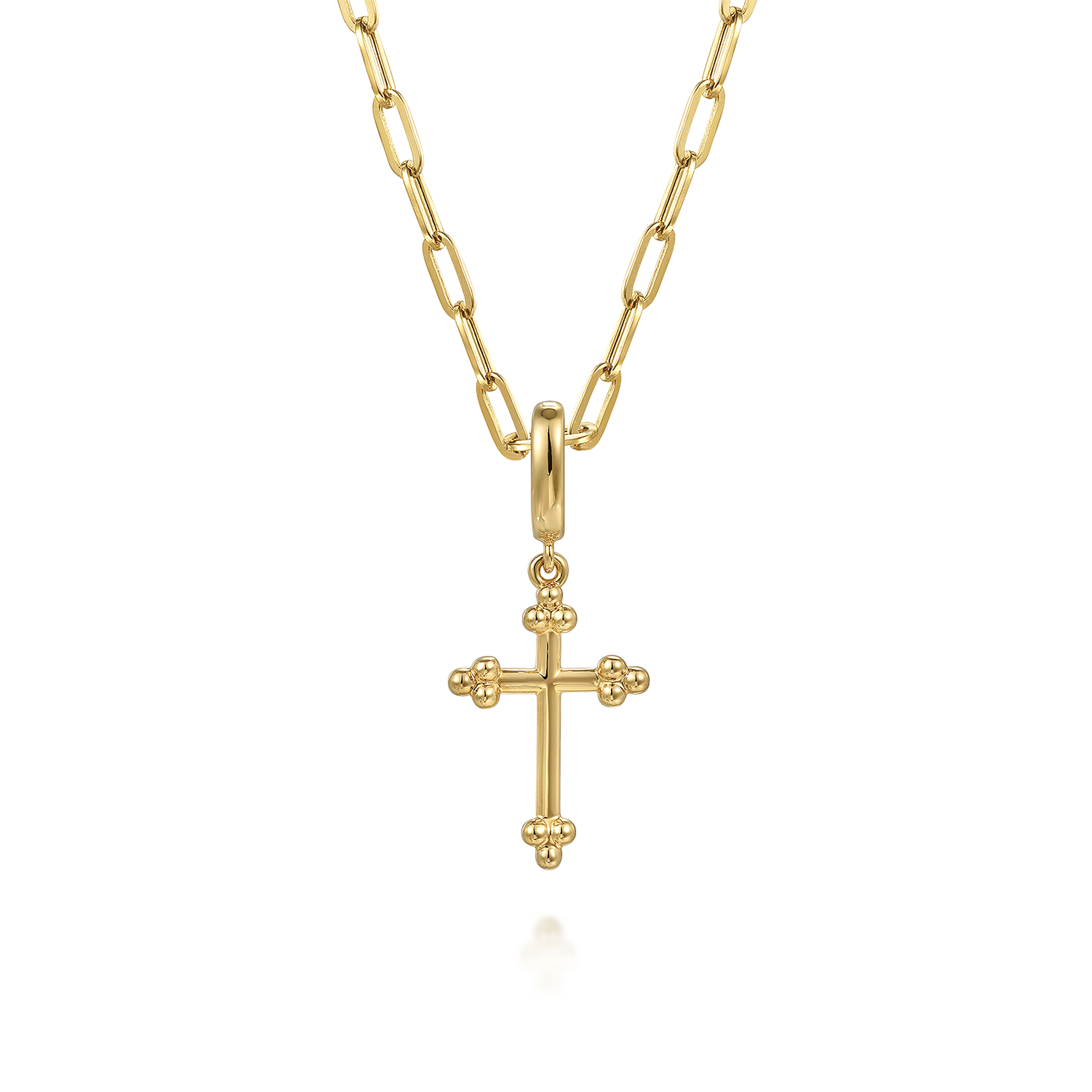 14K Yellow Plain Gold Bujukan Cross Charm Pendant