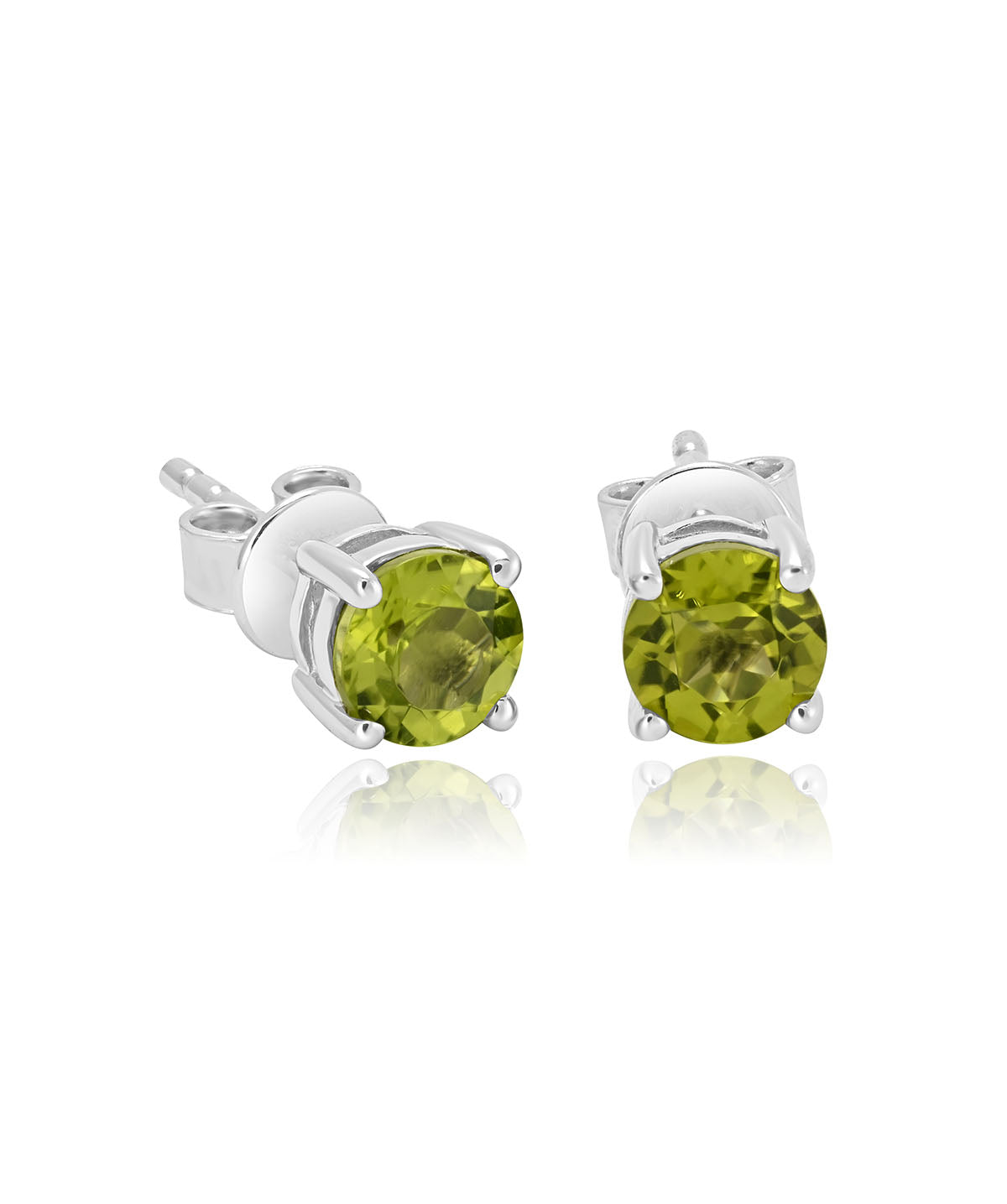 Sterling Silver 5mm Peridot Four Prong Stud Earrings