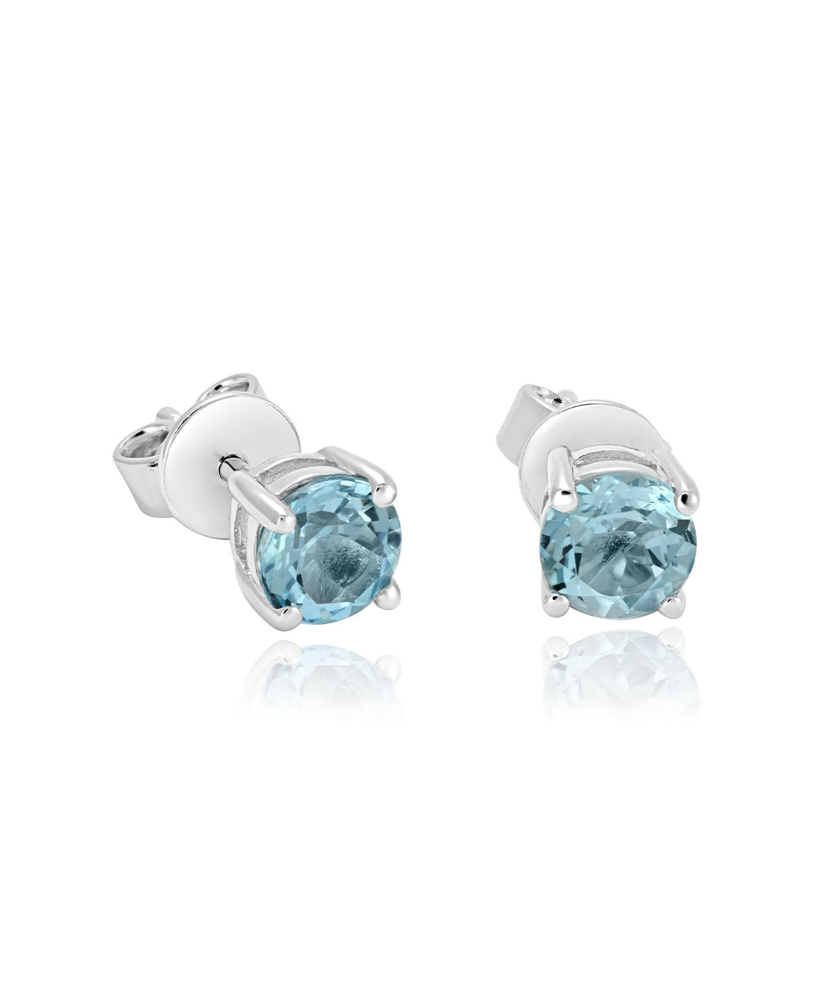 Sterling Silver 5mm Swiss Blue Topaz Four Prong Stud Earrings