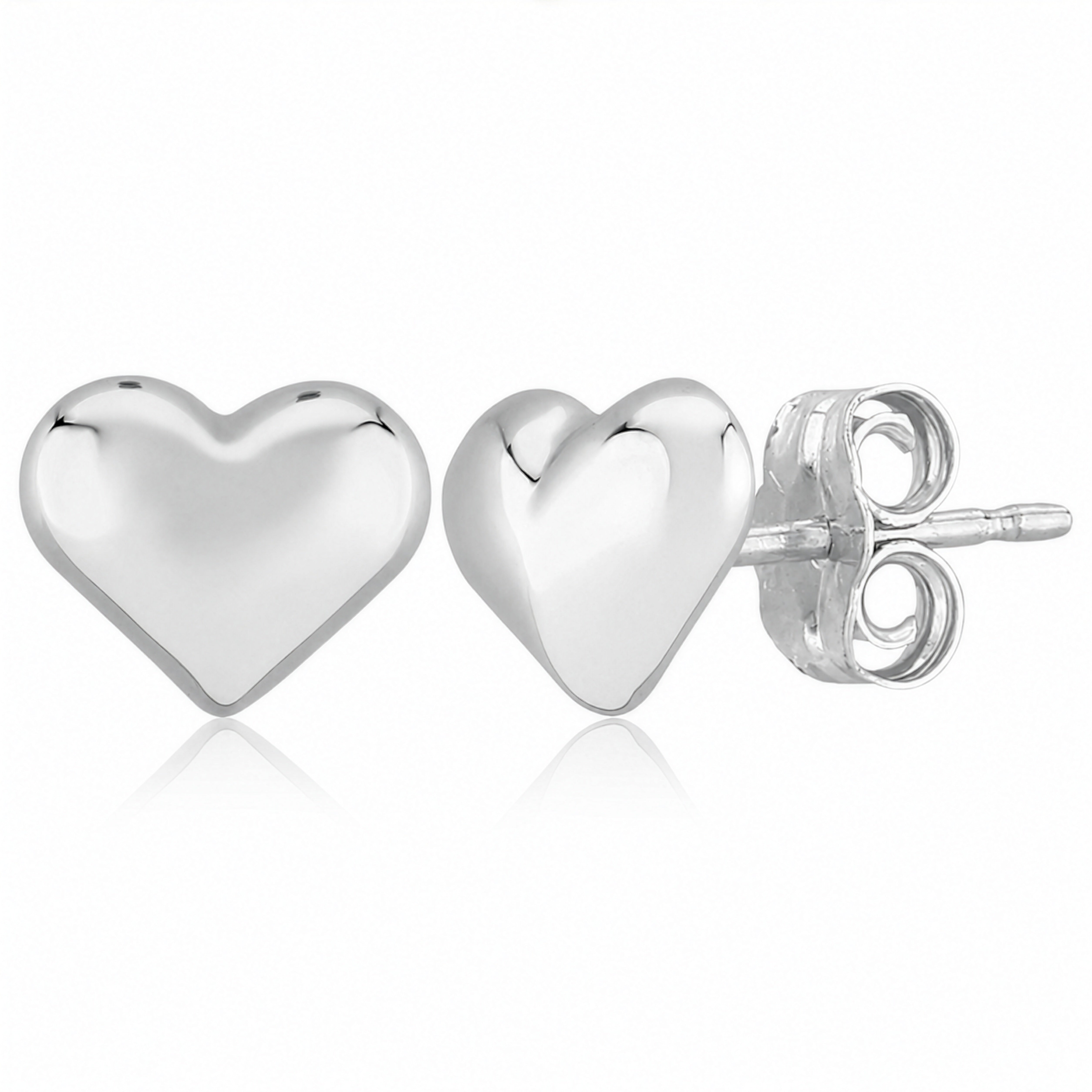 Sterling Silver 8MM Puffed Heart Stud Earrings