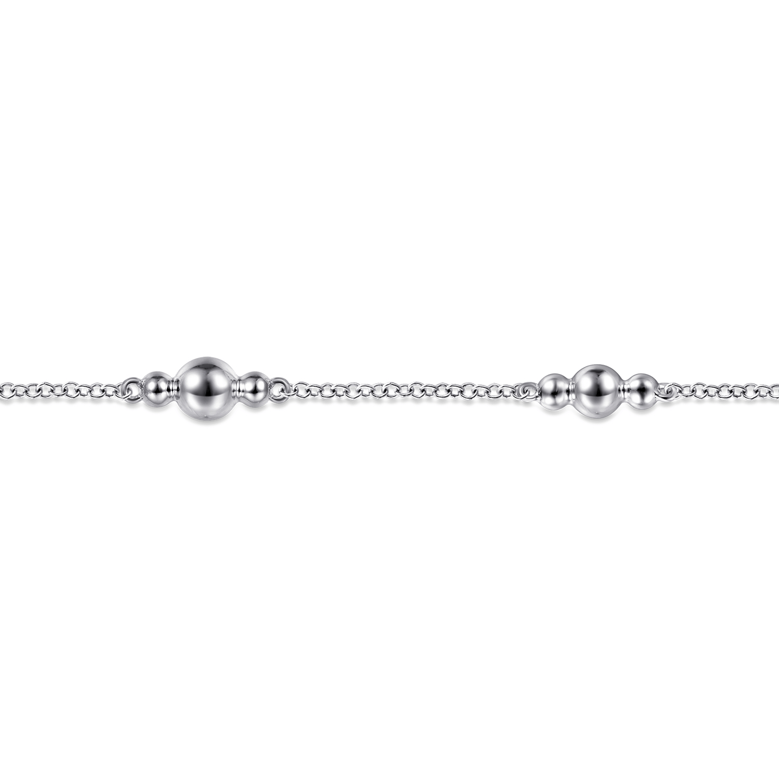 925 Sterling Silver Beaded Station Bracelet