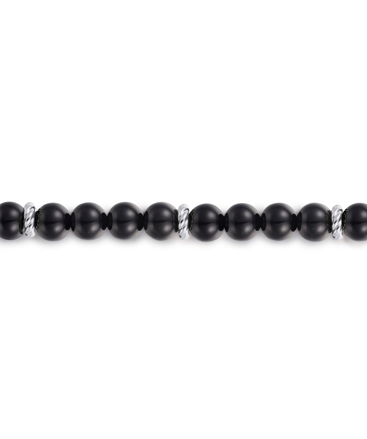 925 Sterling Silver and 6mm Black Onyx Beaded Bracelet